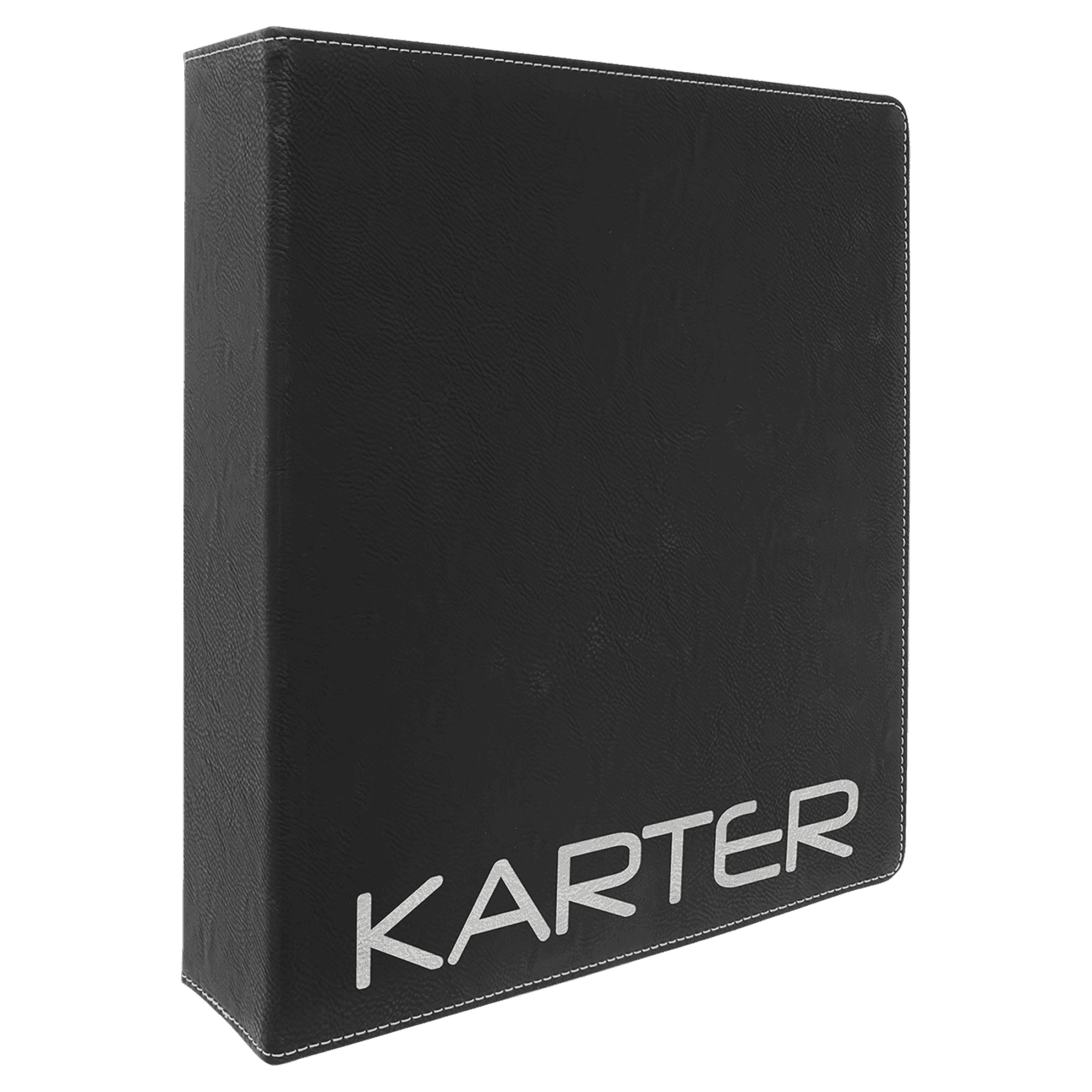 Black/Silver Leatherette 3-Ring Binder with 2" Slant D Rings