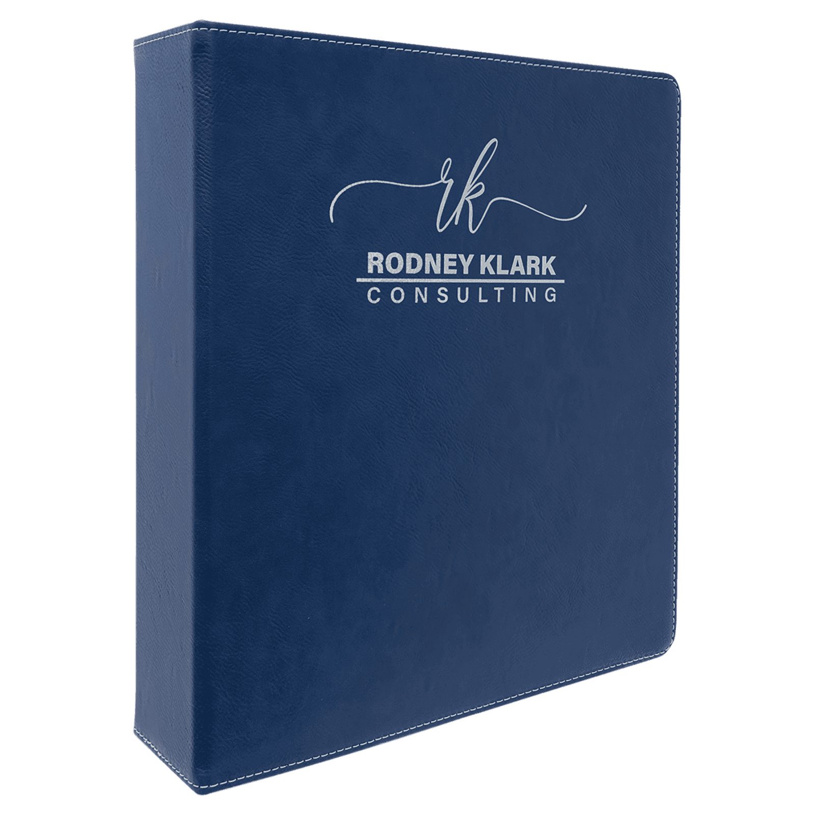 Blue/Silver Leatherette 3-Ring Binder with 2" Slant D Rings