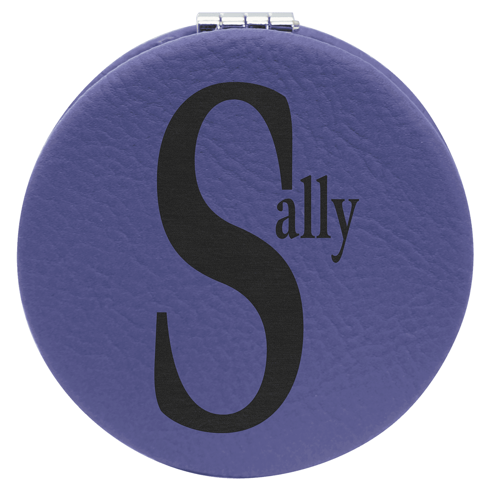 Purple Lasered Leatherette Compact Mirror
