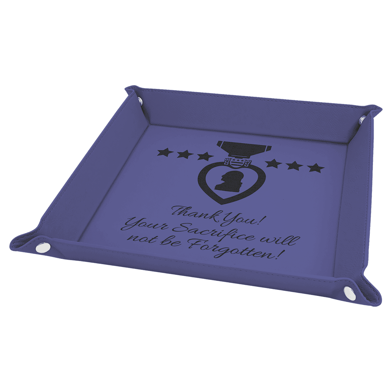 Purple Lasrable Leatherette Snap up Tray with Silver Snaps