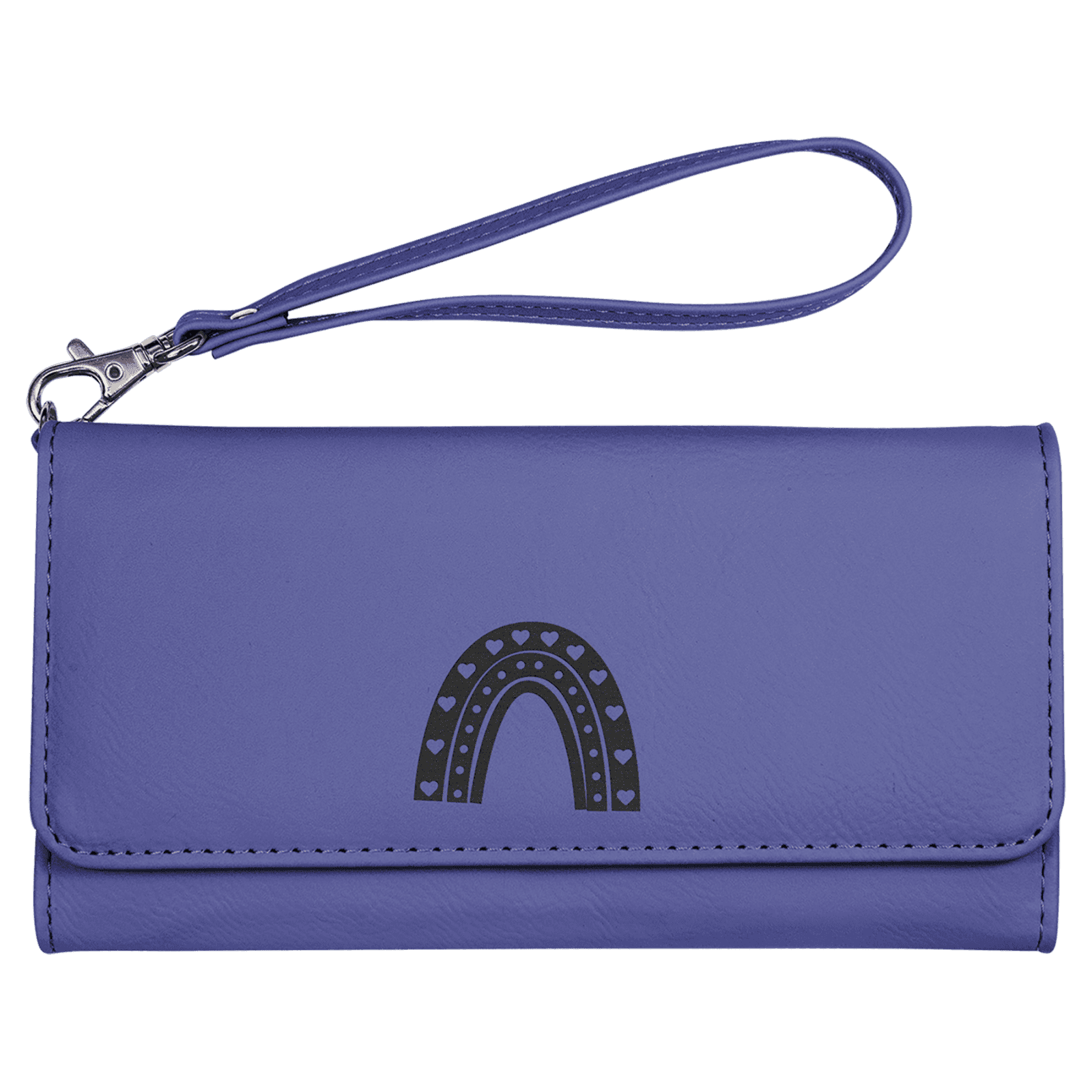 Purple Lasered Leatherette Wallet with Wrist Strap