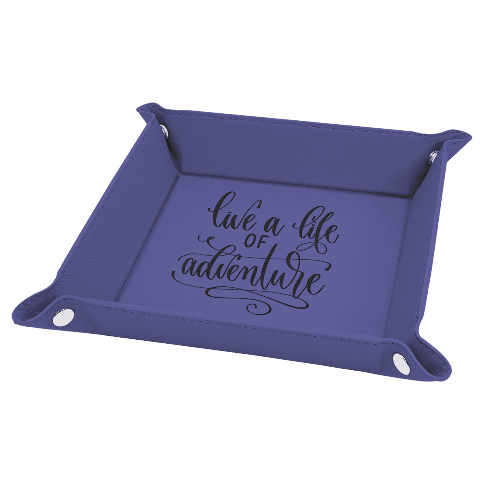 Purple Leatherette Folding Tray with Silver Snaps