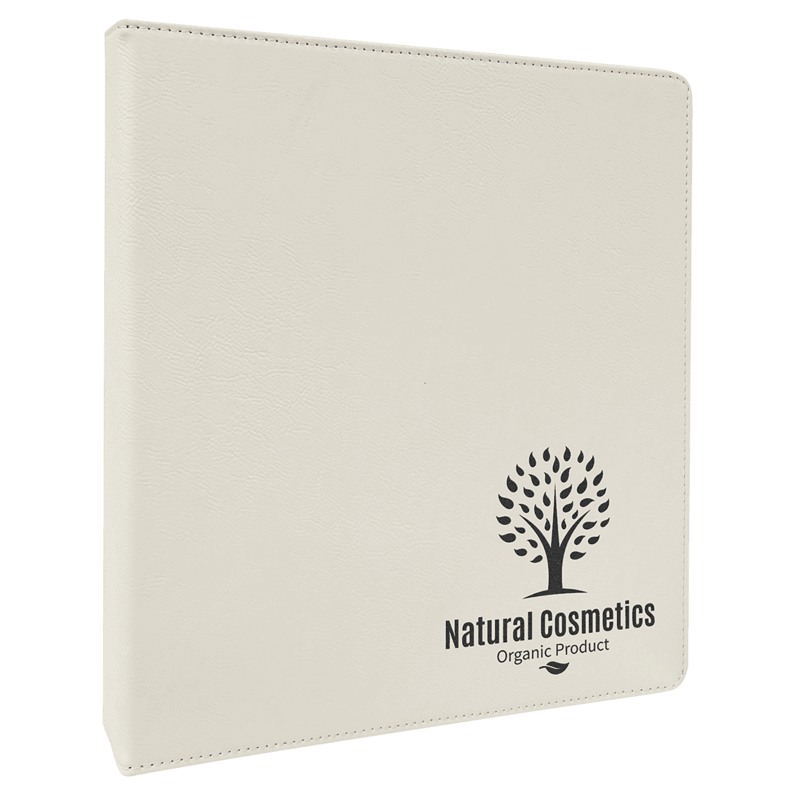 White Lasered Leatherette 3-Ring Binder with 1" Slant D Rings