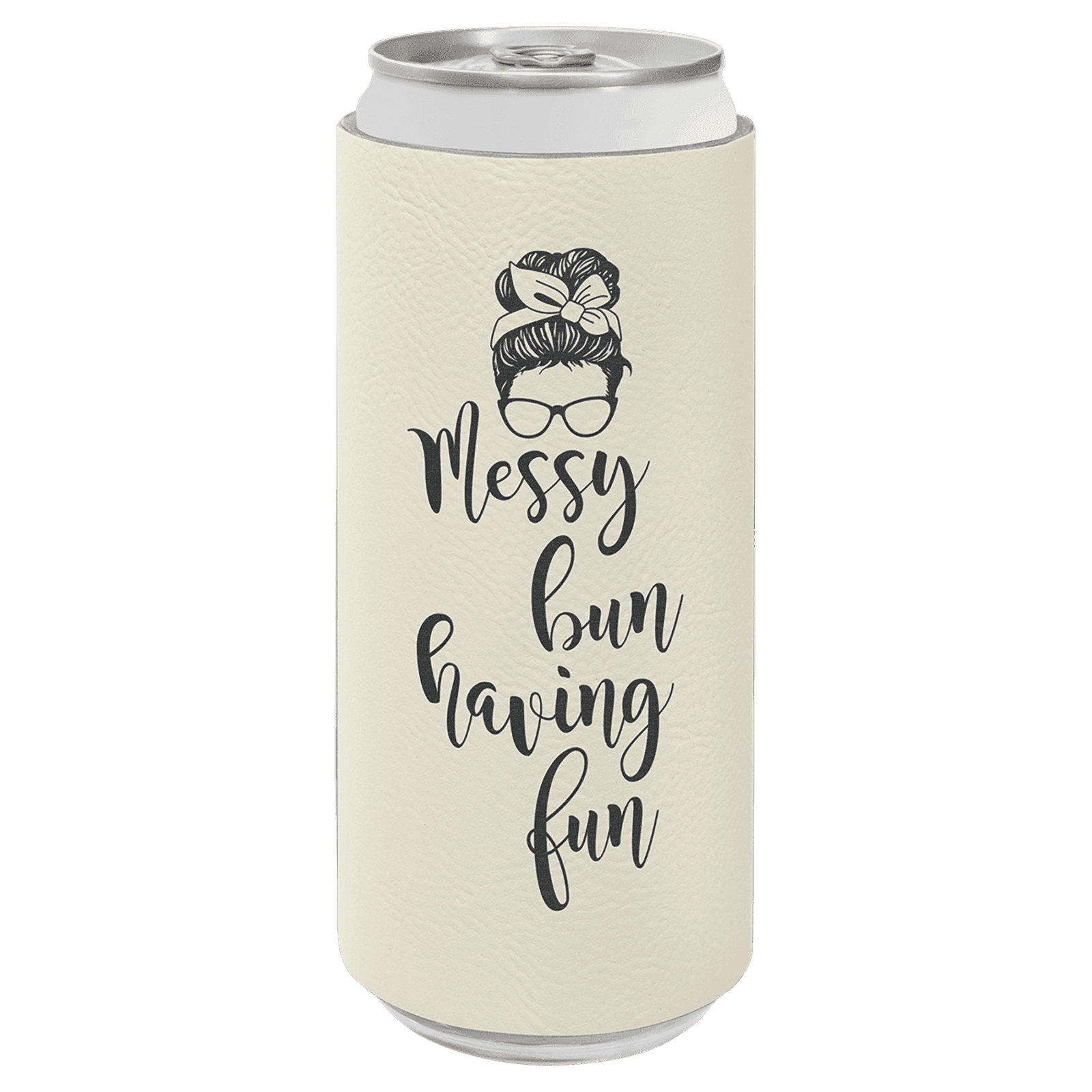 White Leatherette Slim Beverage Holder