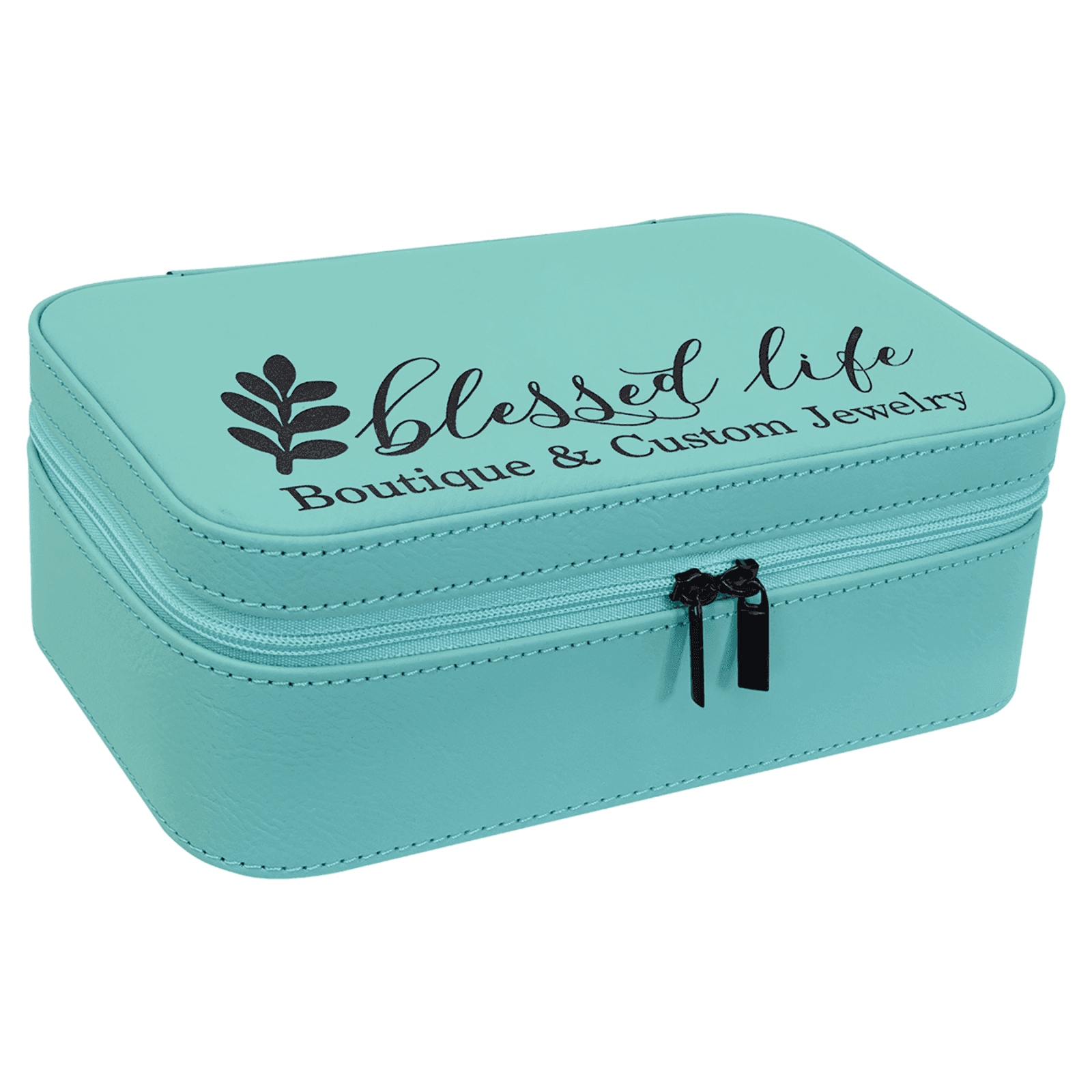 Teal Large Leatherette Jewelry Box
