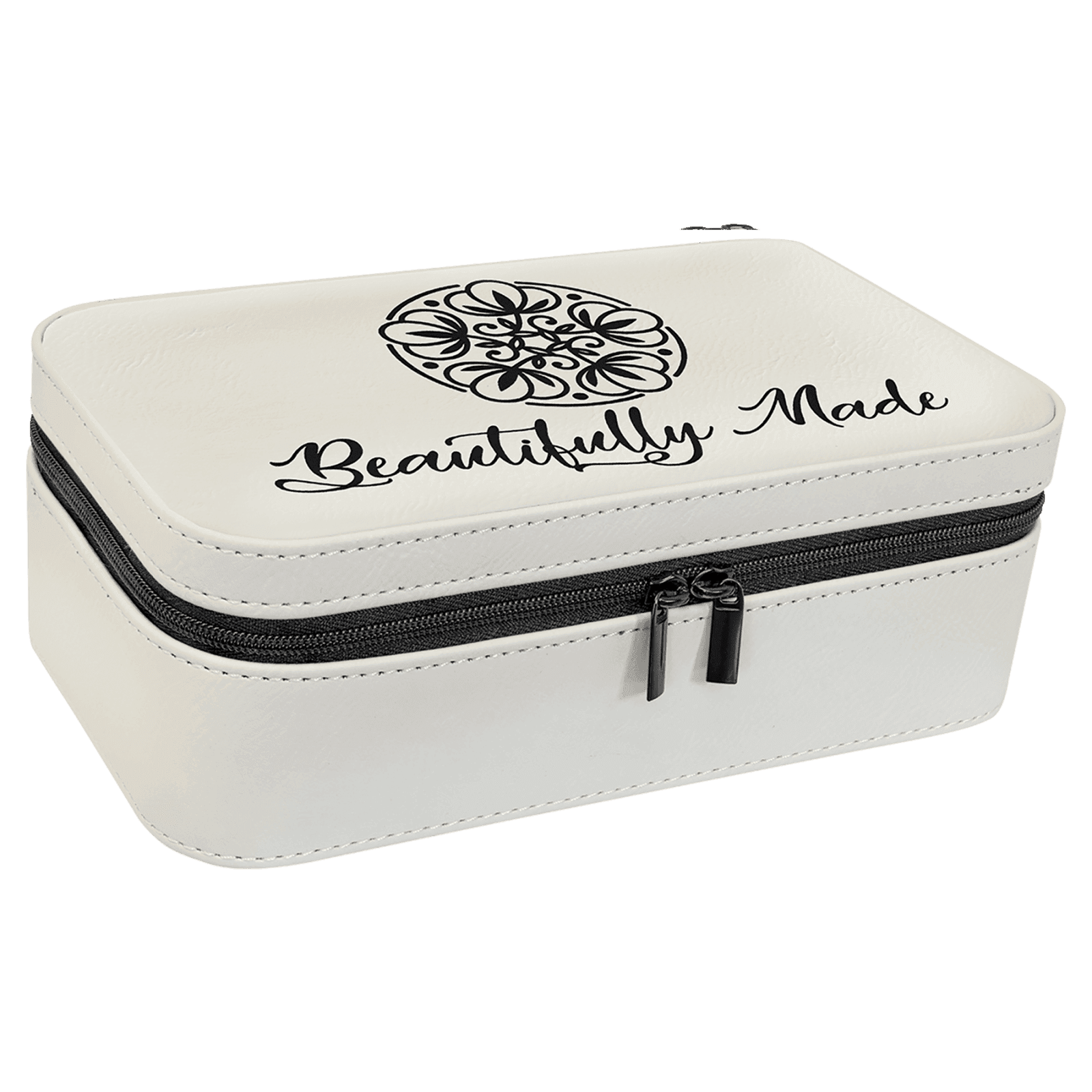 White Large Leatherette Jewelry Box