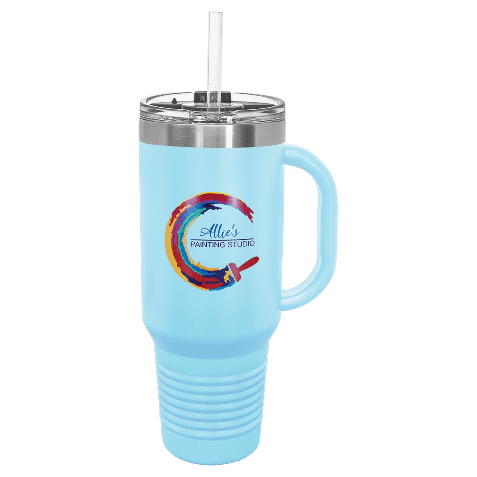 Light Blue Polar Camel 40 oz. Travel Mug with Straw and Snap Lid