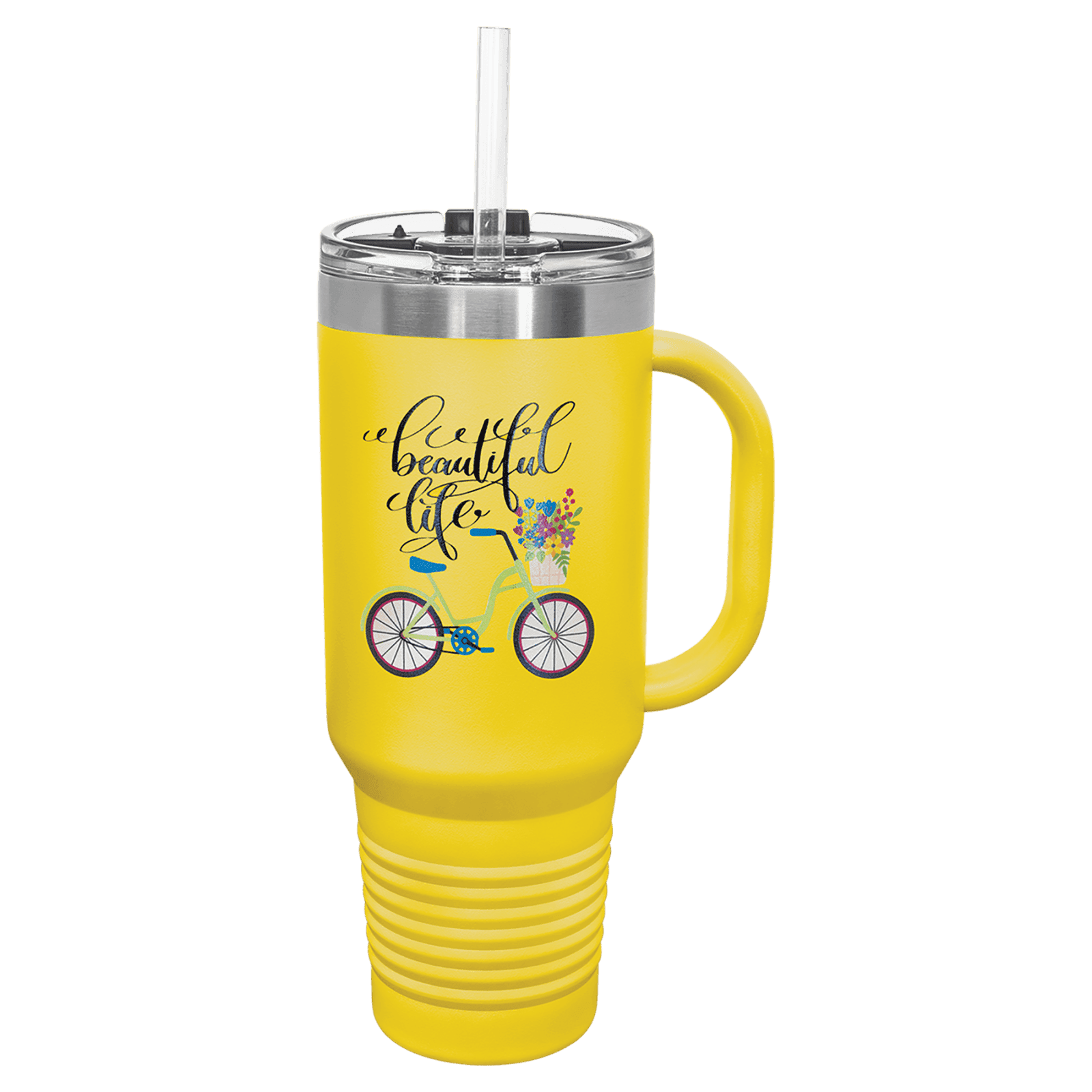 Yellow Polar Camel 40 oz. Travel Mug with Straw and Snap Lid