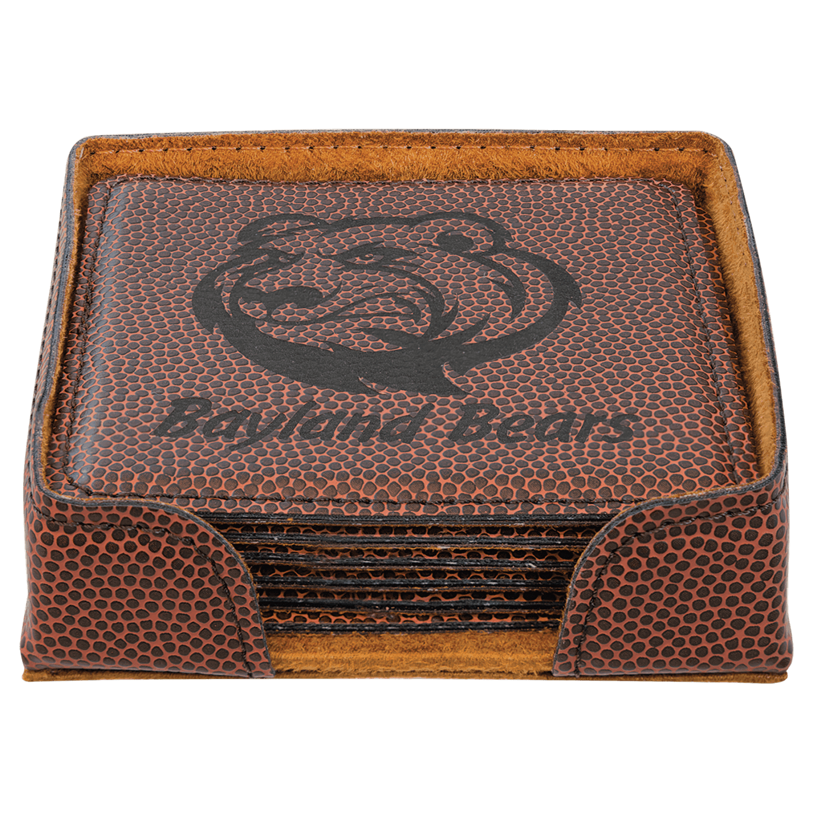 Football Leatherette Square 6 Coaster Set