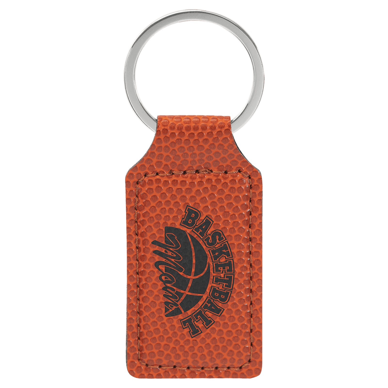 Basketball Leatherette Rectangle Keychain