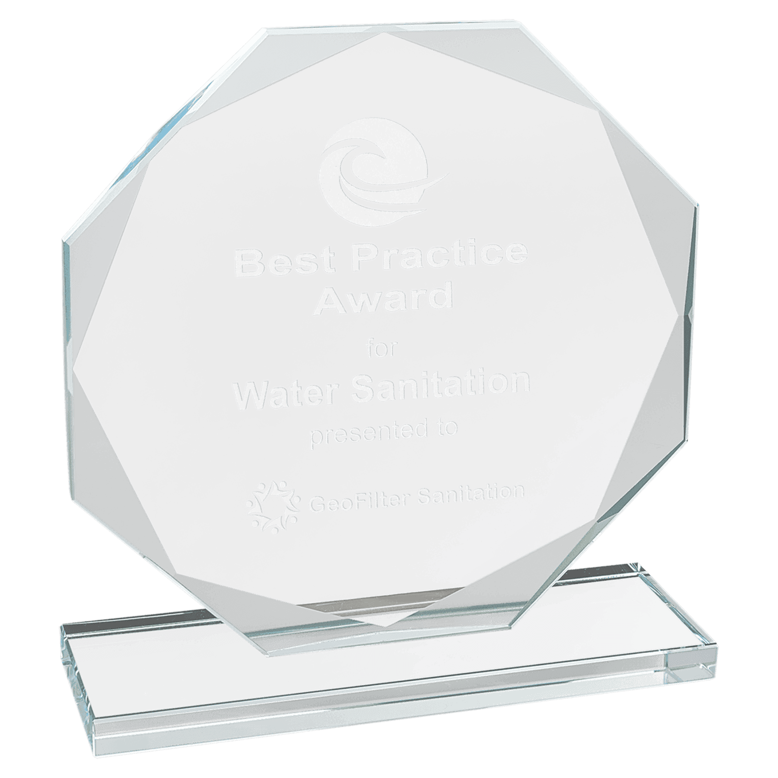 Medium Octagon Clear Glass Award