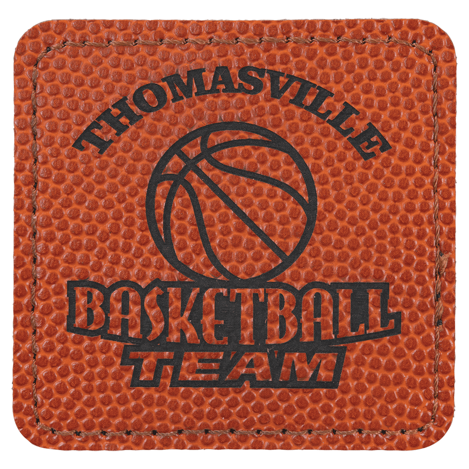 Basketball Square Leatherette Patch with Adhesive