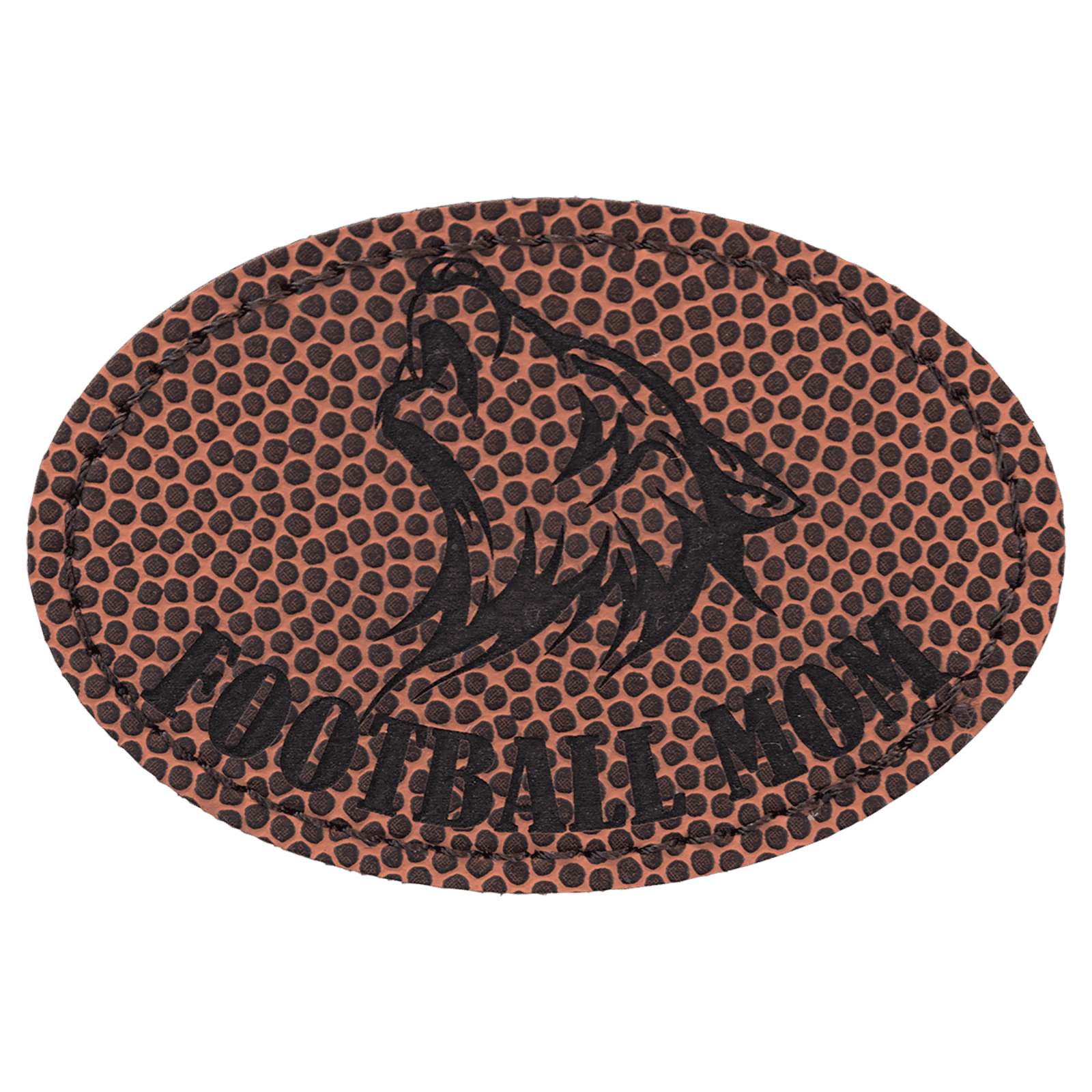 Football Laserable Leatherette Oval Patch with Adhesive