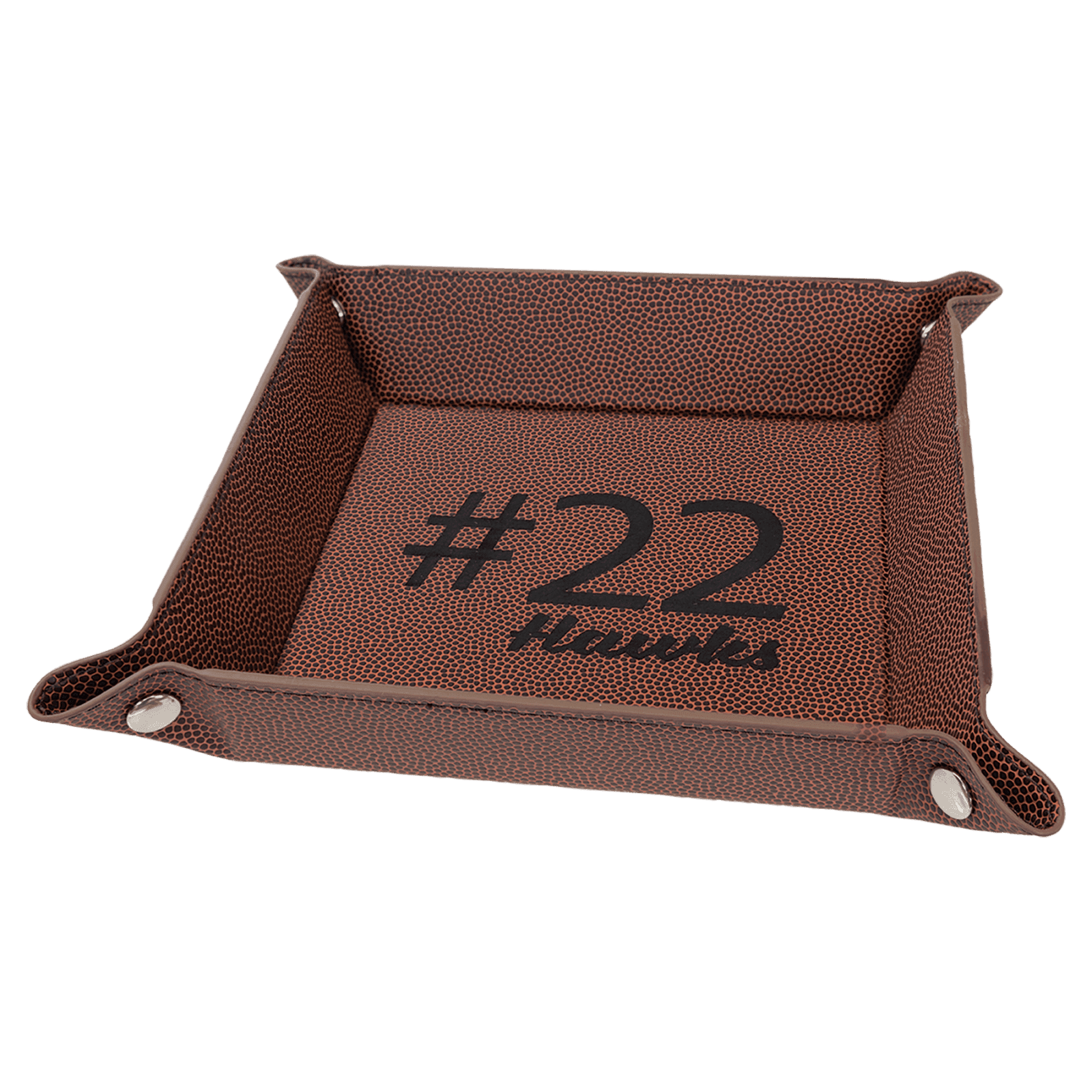 Football Leatherette Folding Tray with Silver Snaps