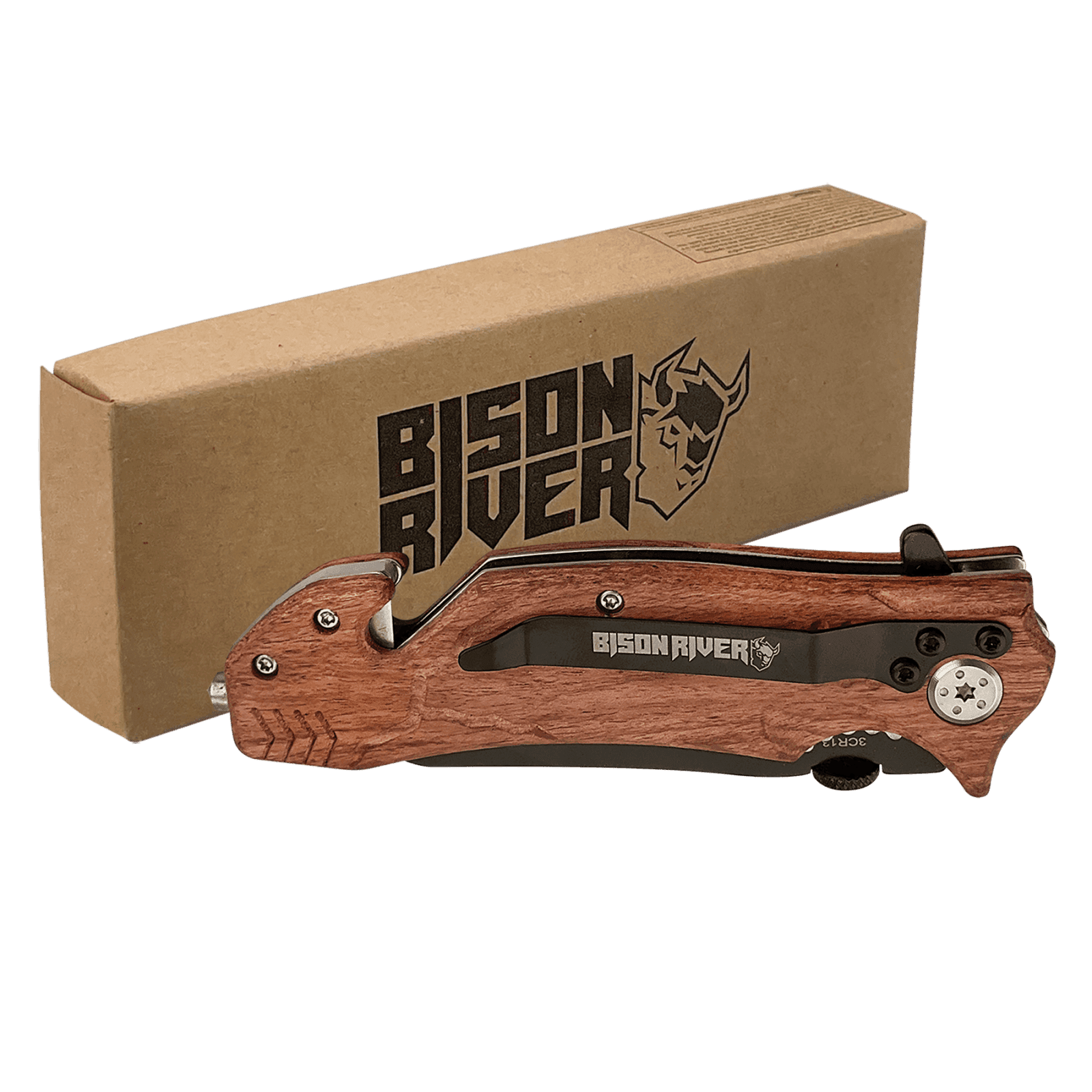 Bison River Wood Handle Rescue Knife
