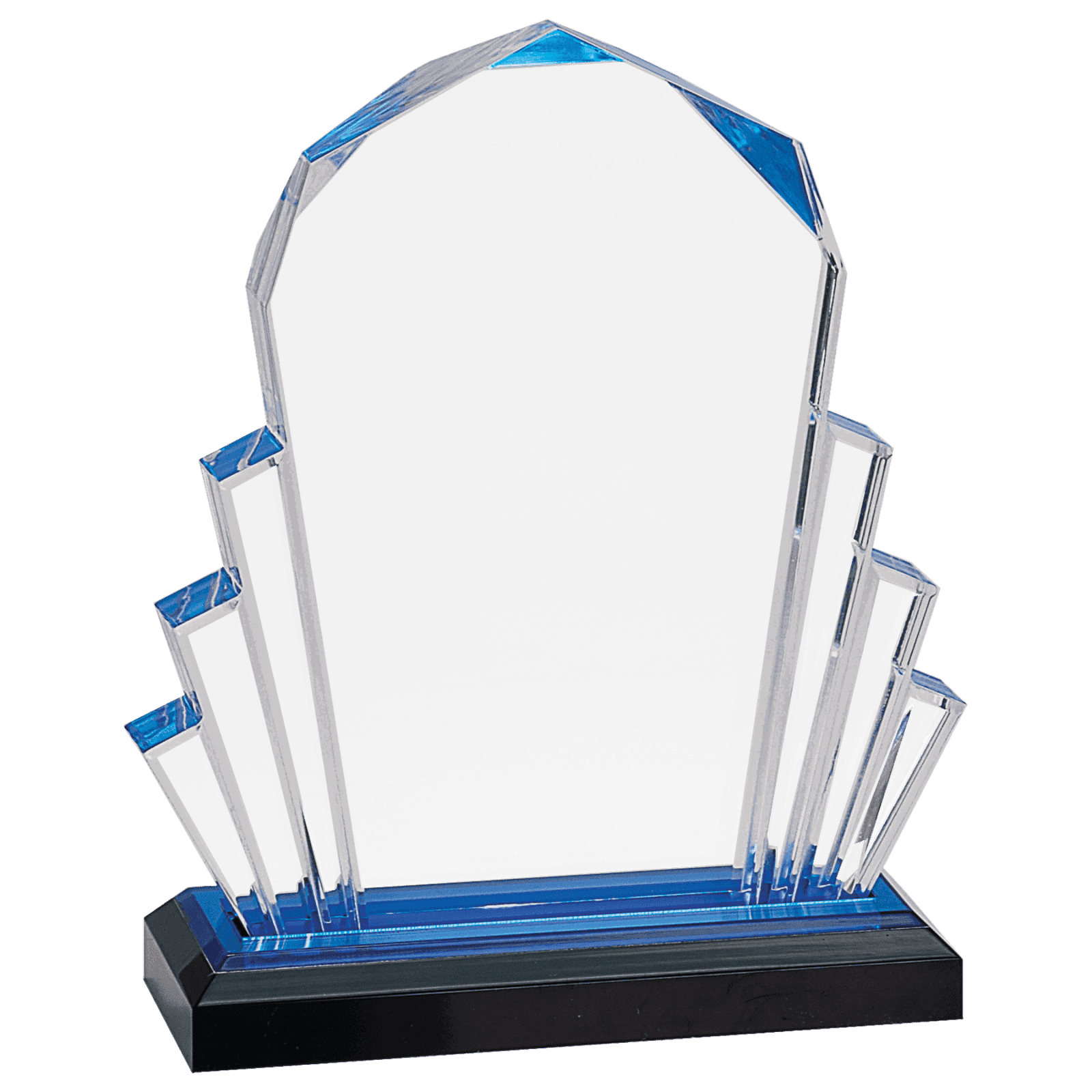 8" Blue Faceted Impress Acrylic with Base
