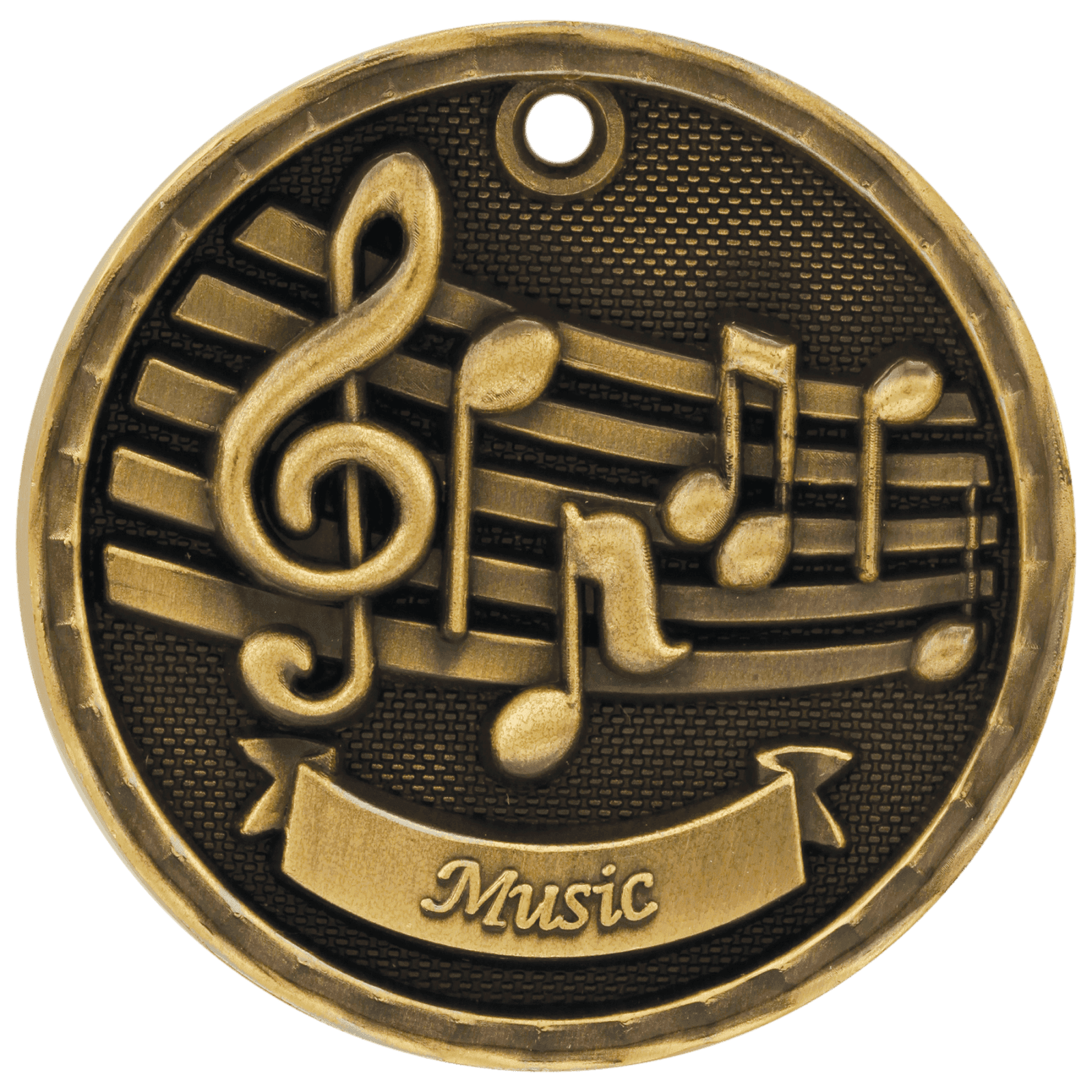 Music 3-D Medal-Gold