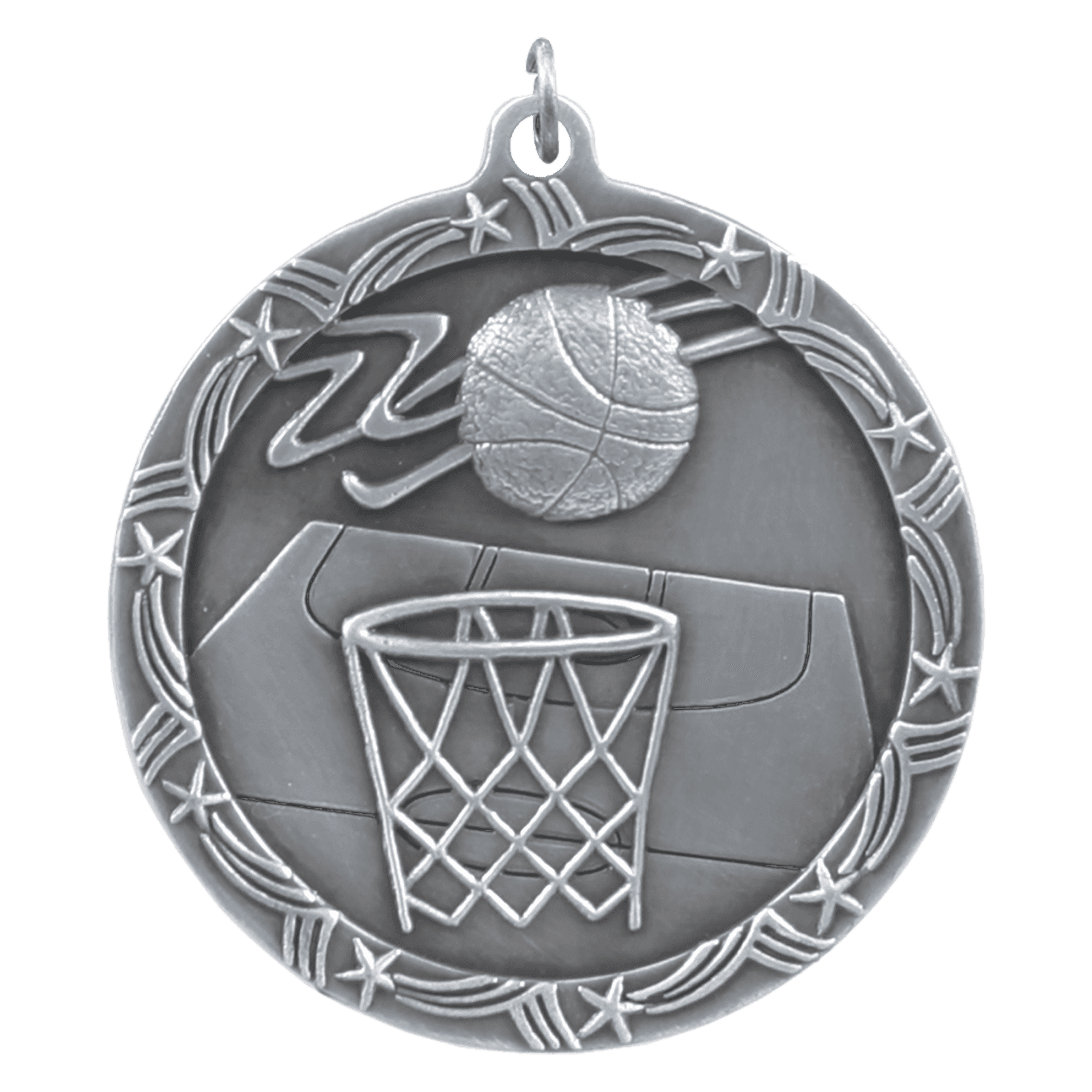 Basketball Shooting Star Medal-Silver