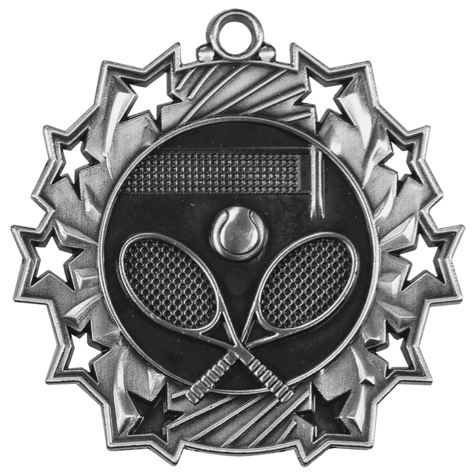 Tennis Ten Star Relief Medal-Silver
