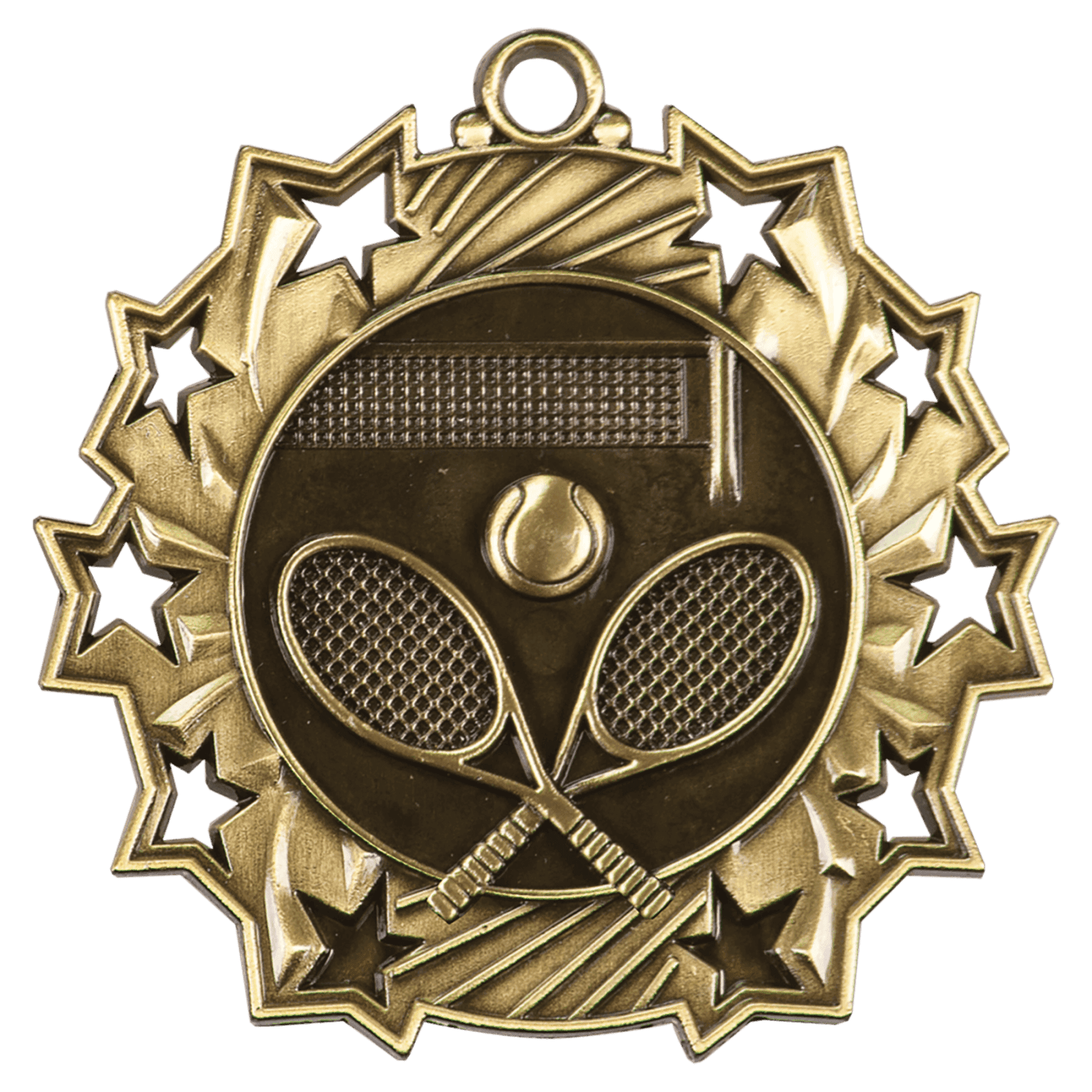 Tennis Ten Star Relief Medal-Gold