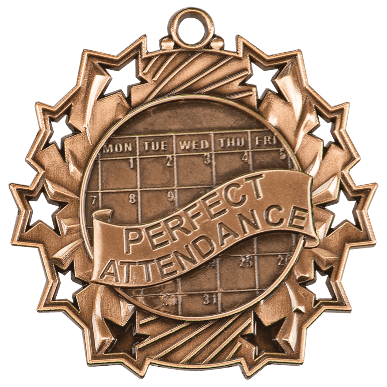 Perfect Attendance Ten Star Medal-Bronze