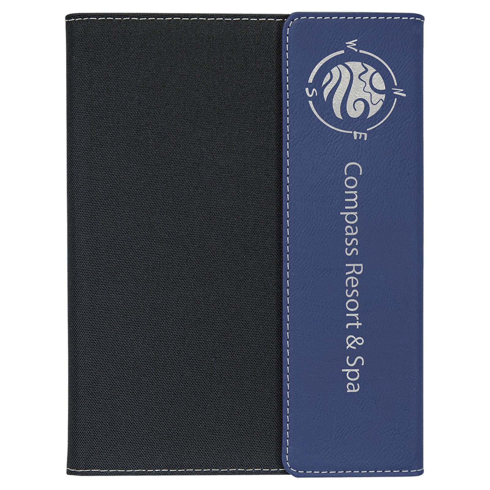 Blue/Silver Lasered Leatherette with Black Canvas 7x9 Portfolio