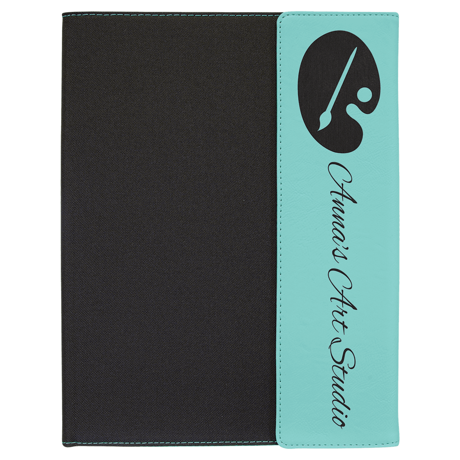 Teal Lasered Leatherette Lasered Leatherette with Black Canvas Portfolio