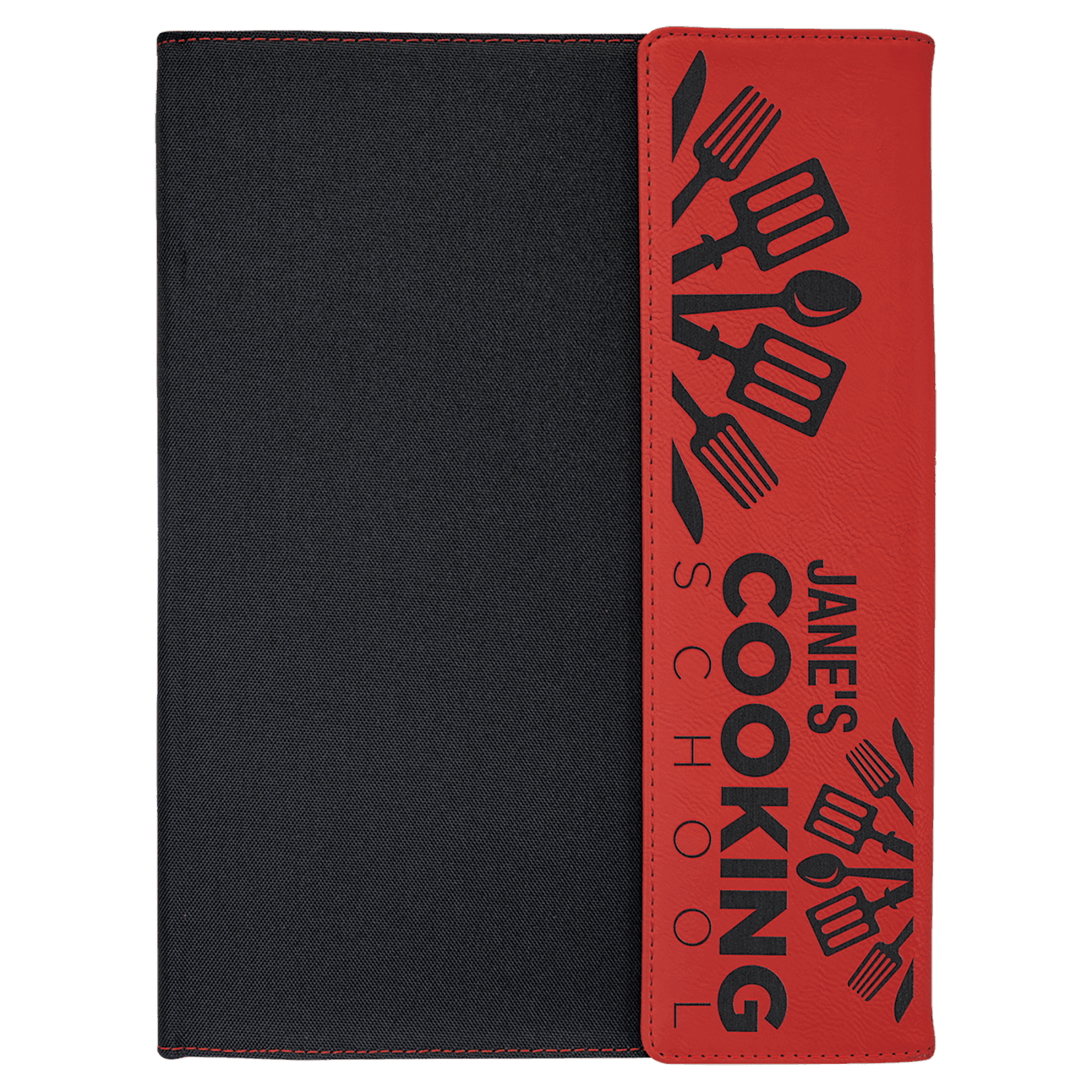 Red Lasered Leatherette with Black Canvas Portfolio