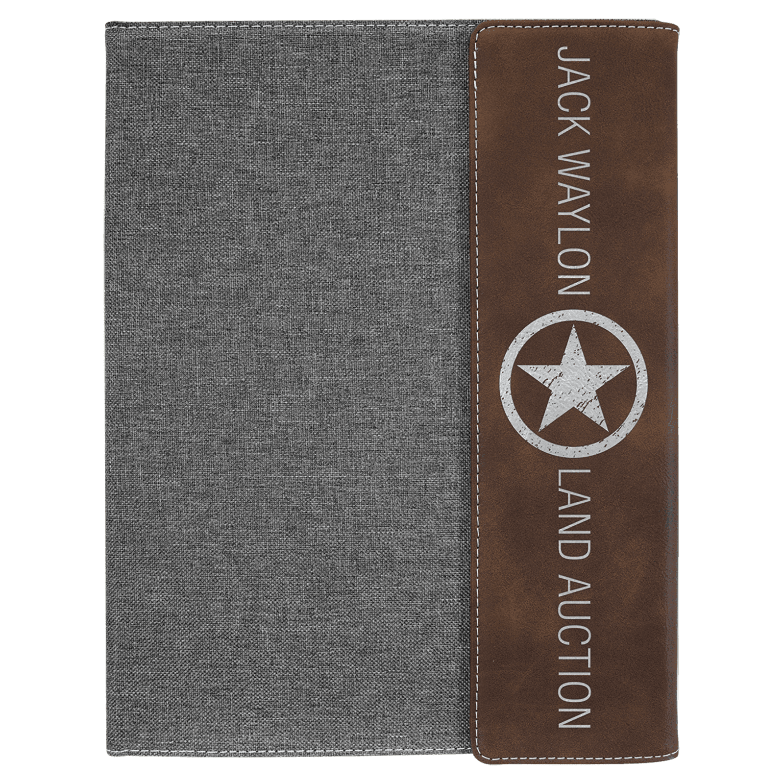 Rustic/Silver Lasered Leatherette with Black Canvas Portfolio