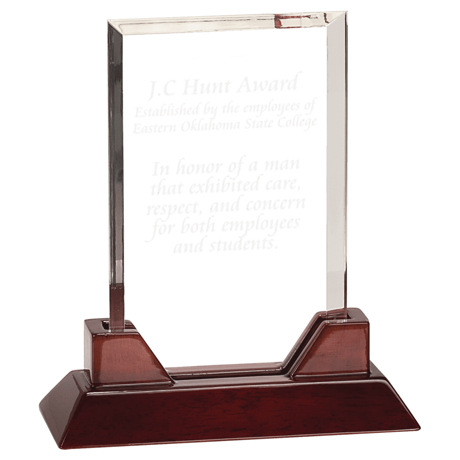 9 3/4" Rectangle Prestige Acrylic with Rosewood Piano Finish Base