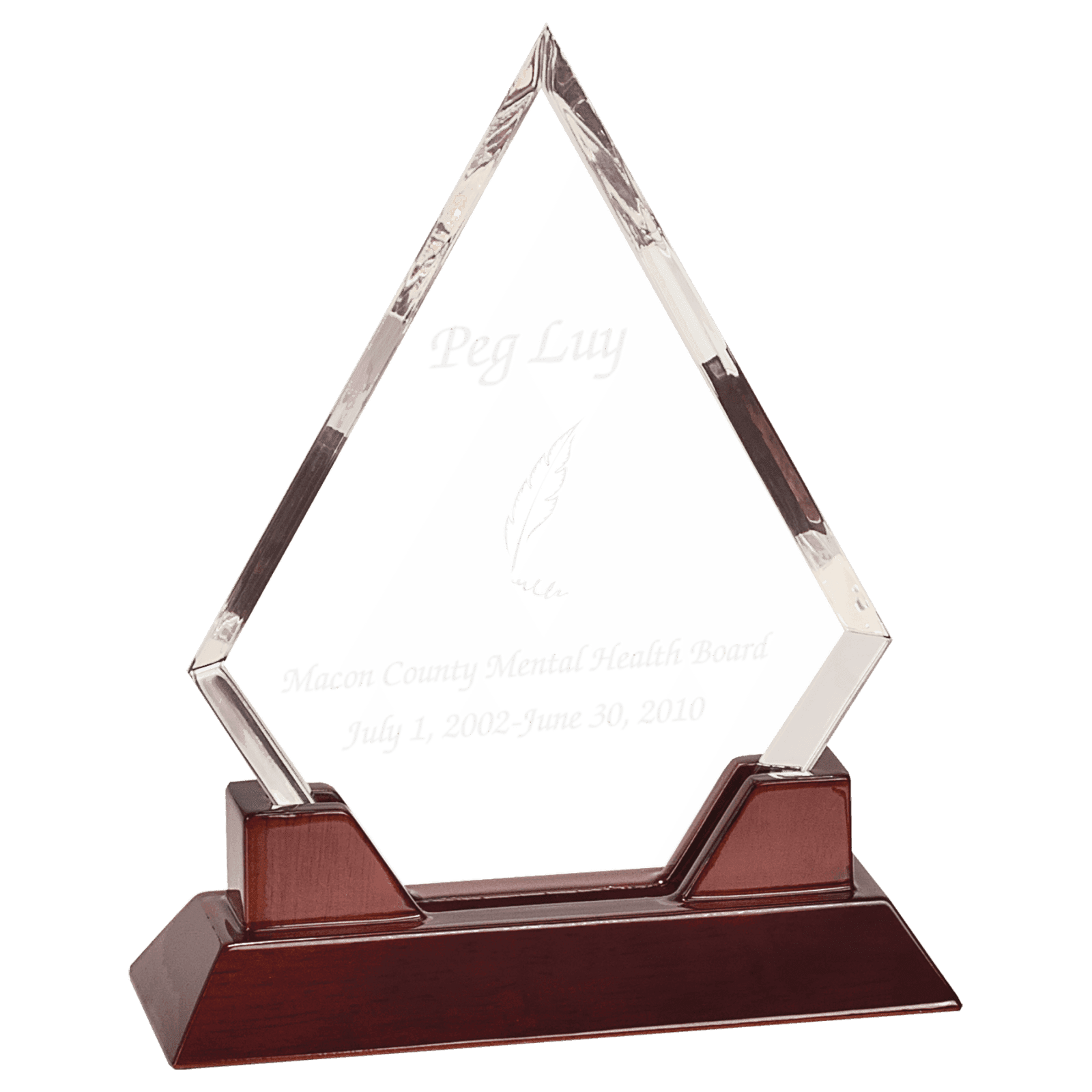 9 1/2" Diamond Prestige Acrylic with Rosewood Piano Finish Base