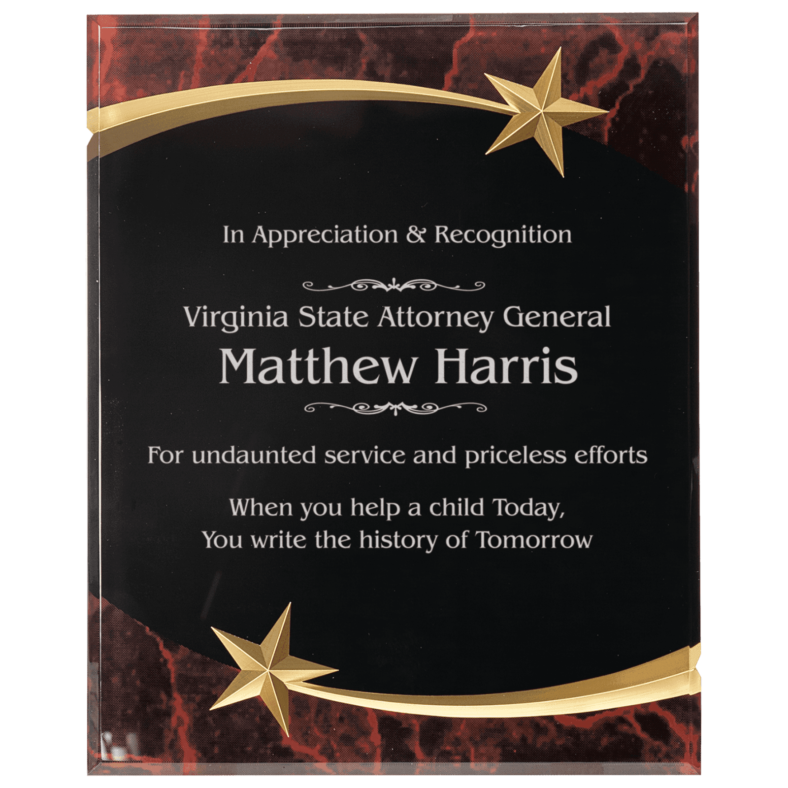8" x 10" Red Marble Shooting Star Acrylic Plaque