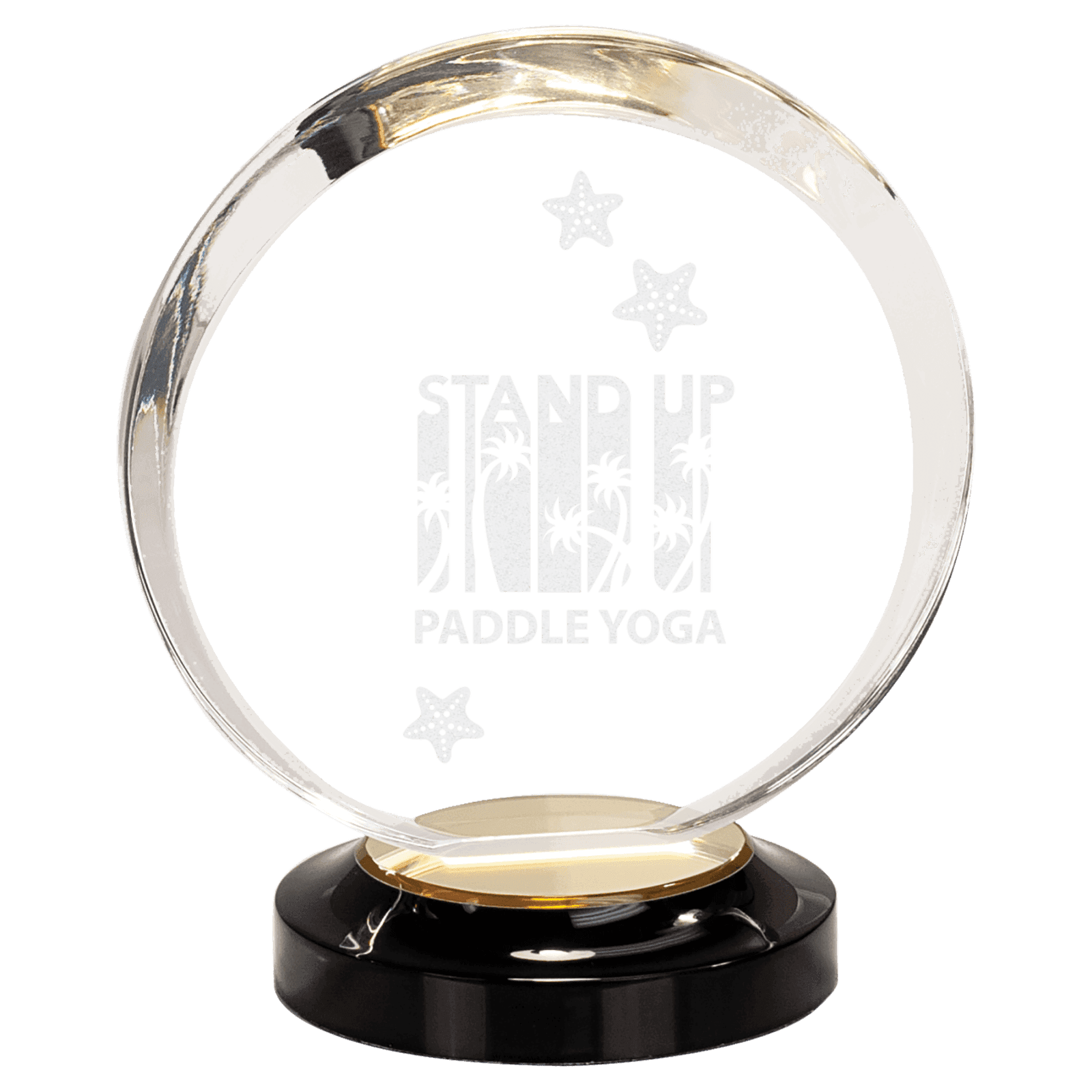 7" Gold Round Halo Acrylic with Base
