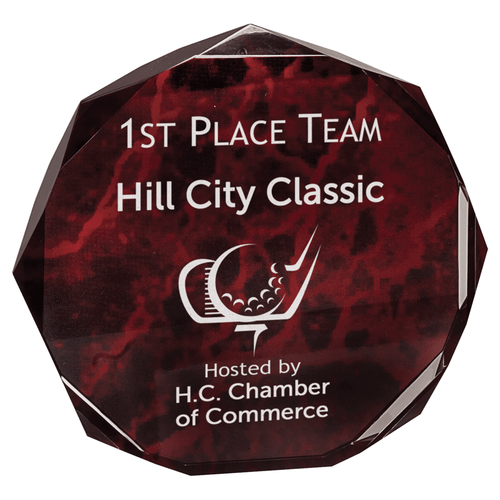 7" Red Marble Octagon Premier Acrylic