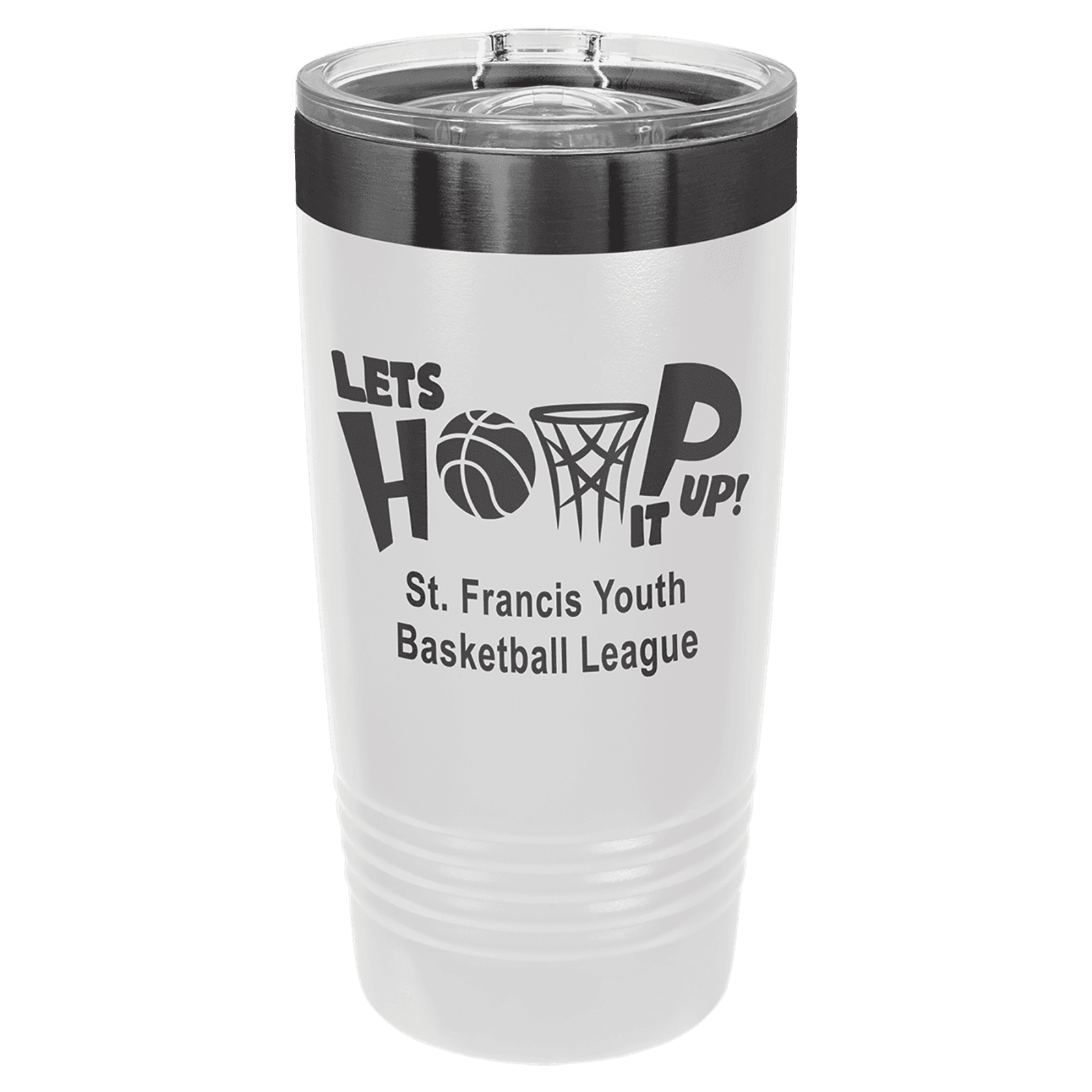 Polar Camel 20 oz. White/Ghost Black ION-Plated Ringneck Tumbler with Slider Lid