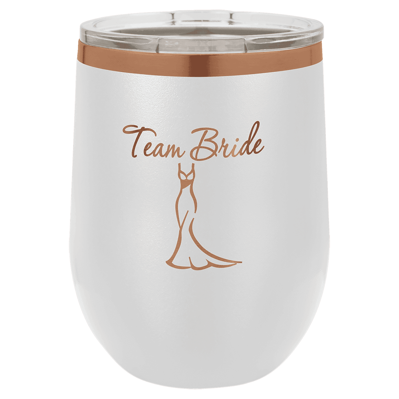 Polar Camel 12 oz. White/Rose Gold ION-Plated Stemless Wine Tumbler with Lid