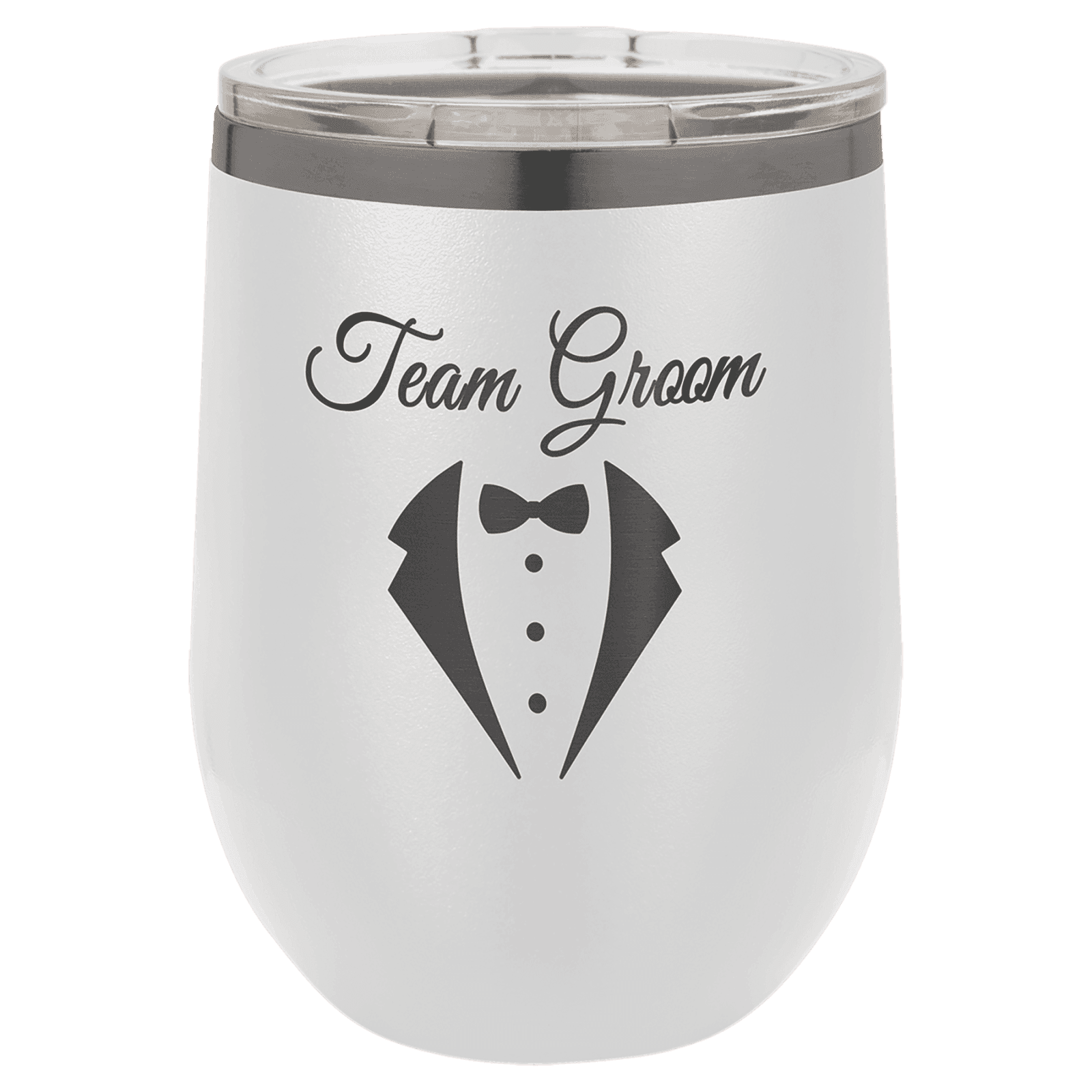 Polar Camel 12 oz. White/Ghost Black ION-Plated Stemless Wine Tumbler with Lid