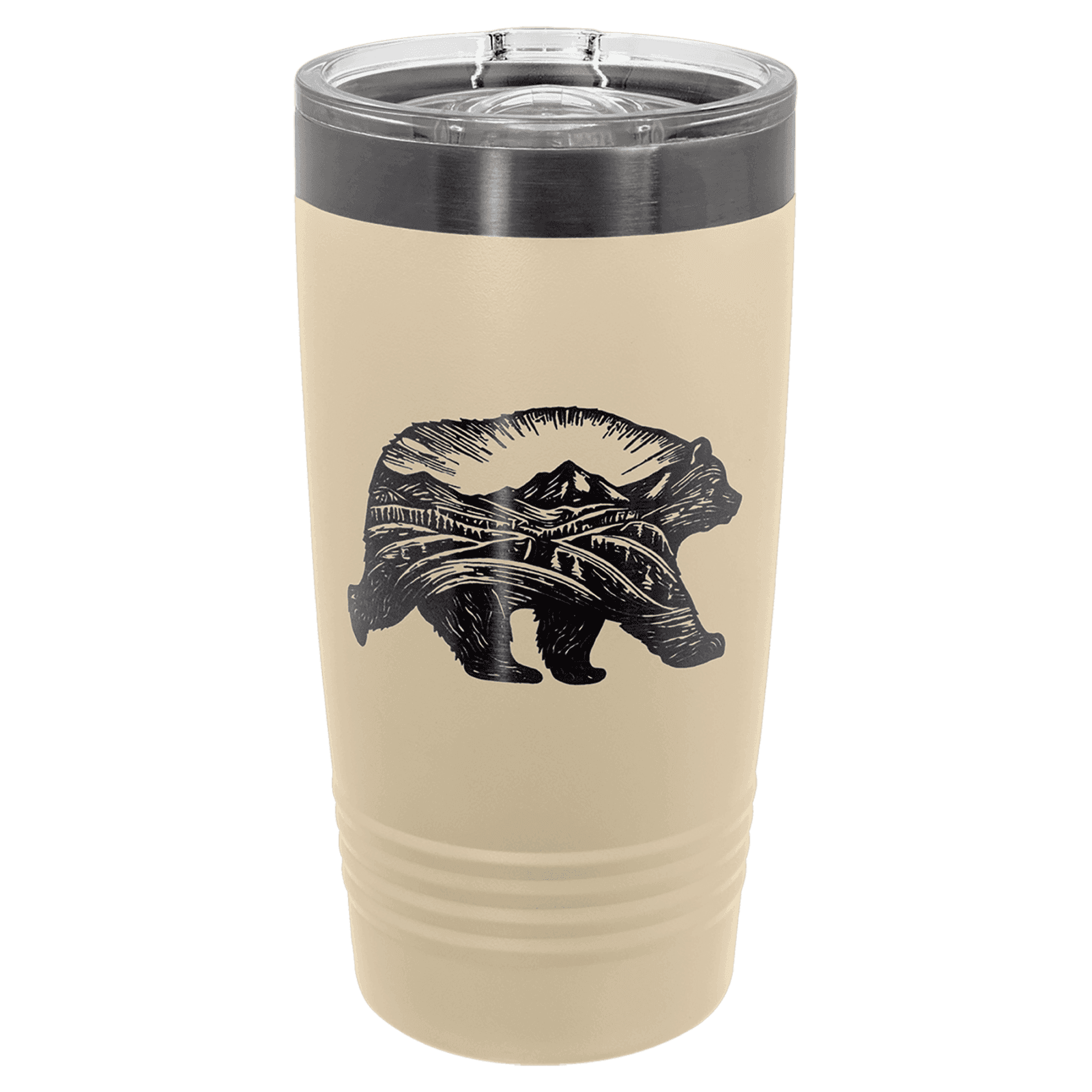 Polar Camel 20 oz. Warm Sand/Ghost Black ION-Plated Tumbler with Slider Lid