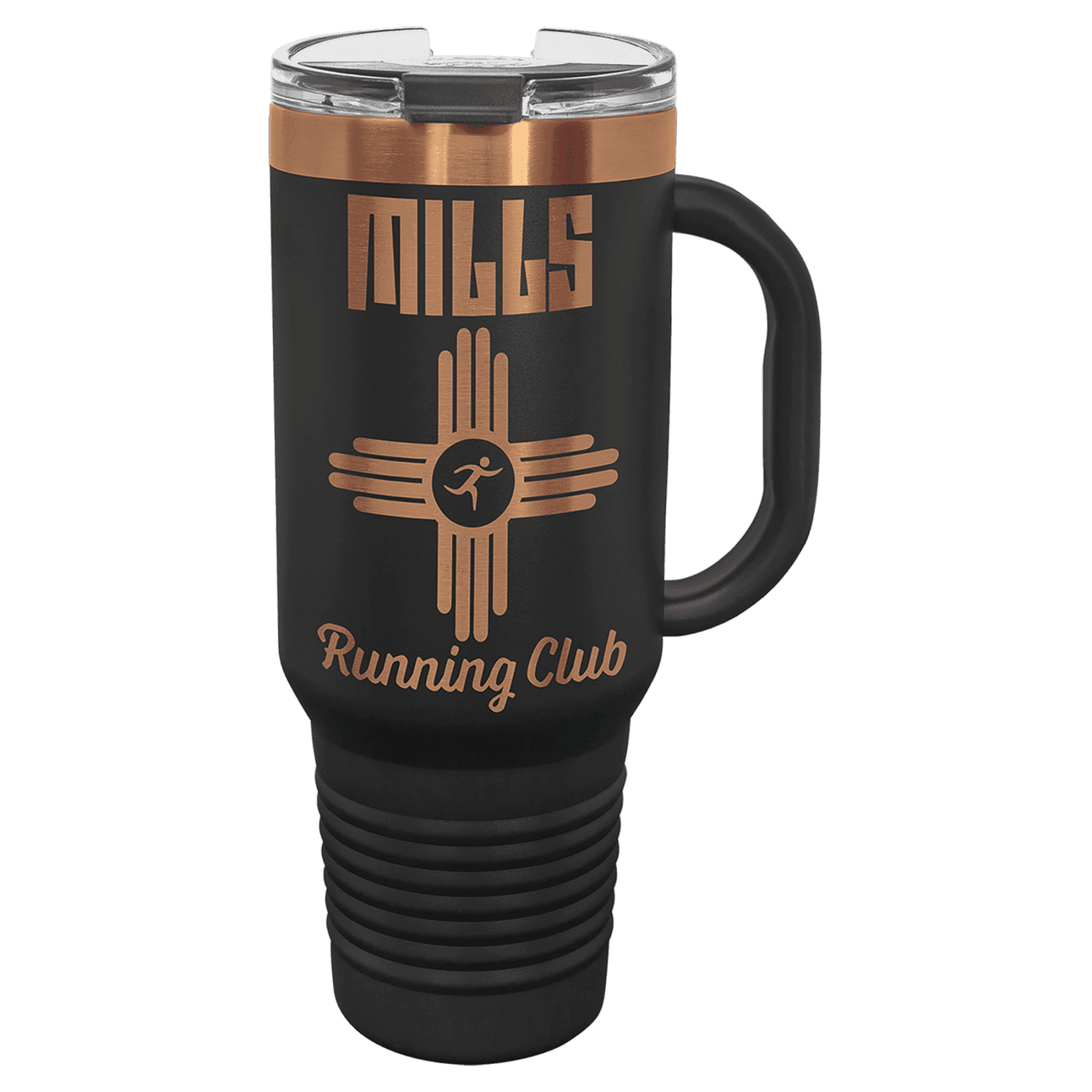 Polar Camel 40 oz. Black/Rose Gold ION-Plated Travel Mug with Straw