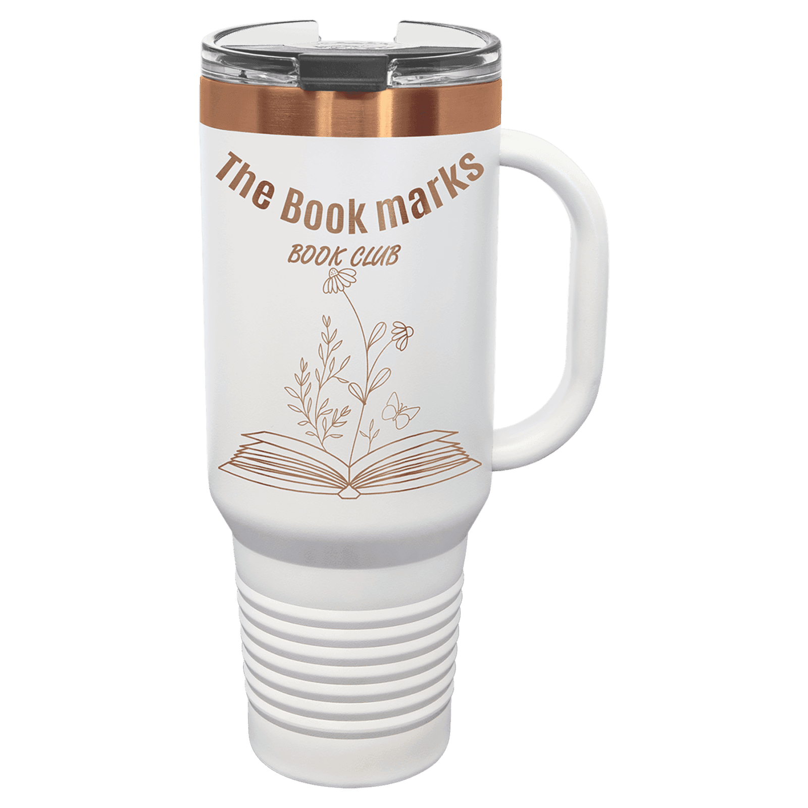 Polar Camel 40 oz. White/Rose Gold ION-Plated Travel Mug with Straw