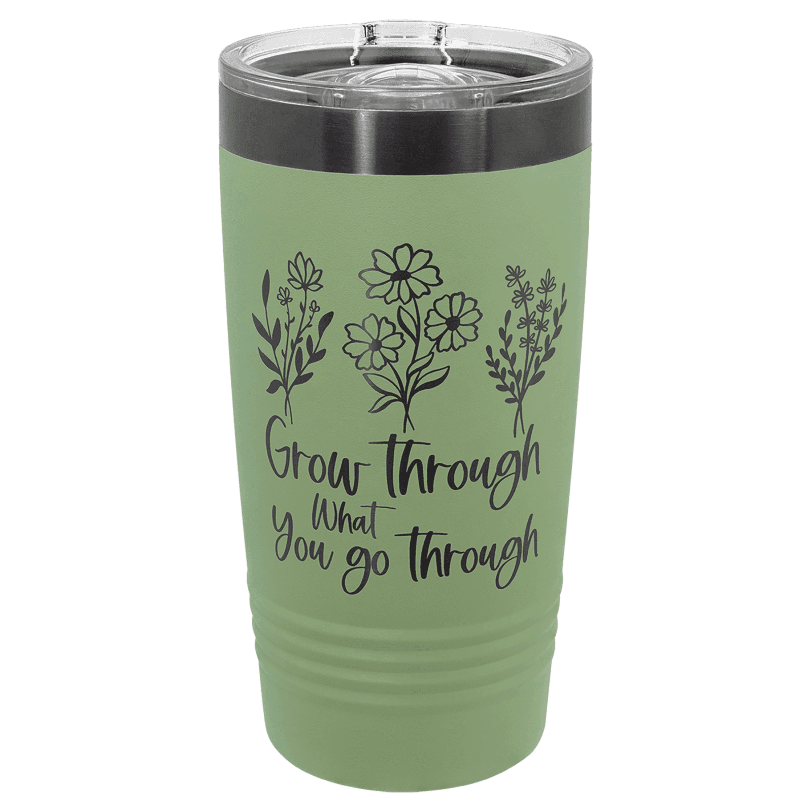 Polar Camel 20 oz. Summer Sage/Ghost Black ION-Plated Tumbler with Slider Lid