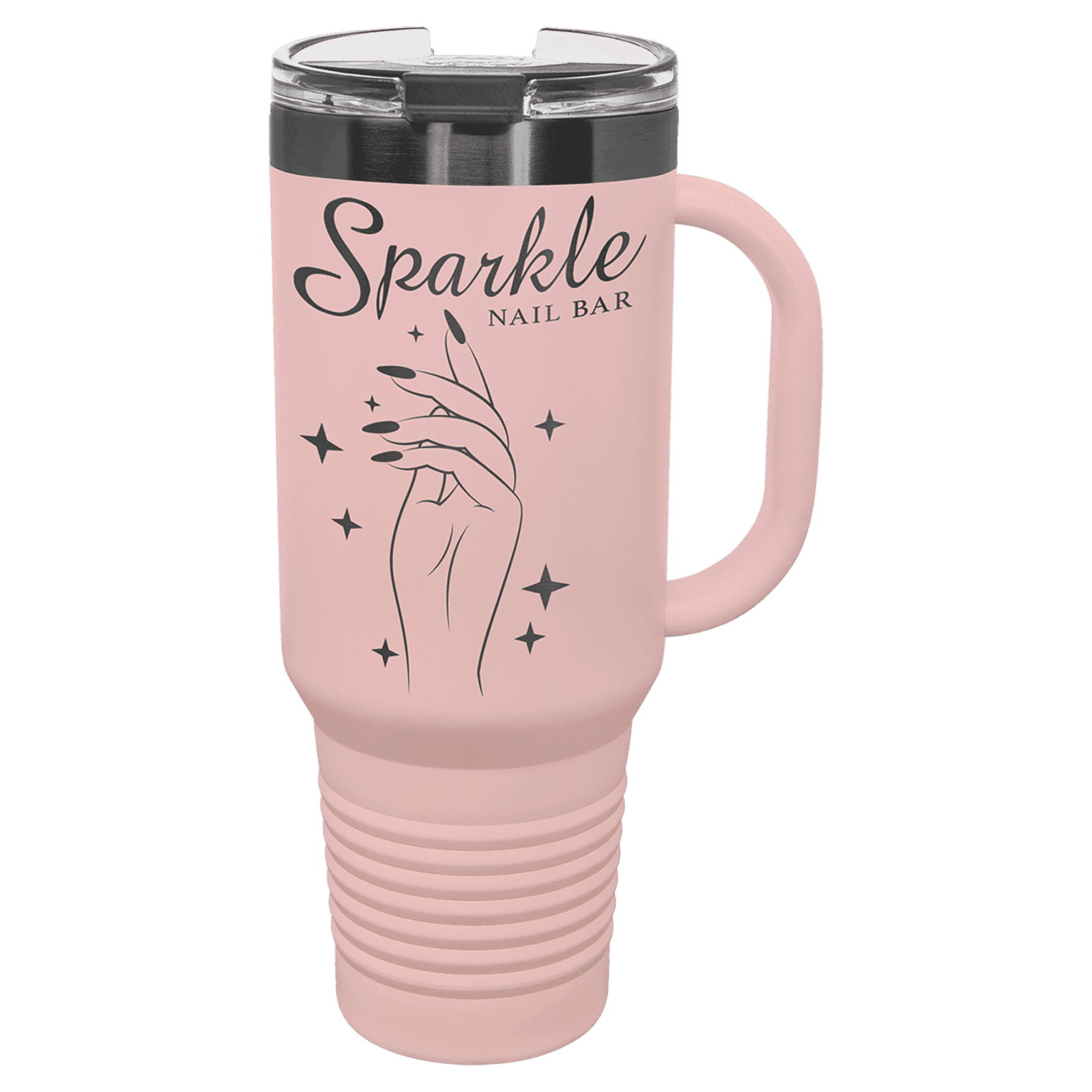 Polar Camel 40 oz. Blush/Ghost Black ION-Plated Travel Mug with Straw
