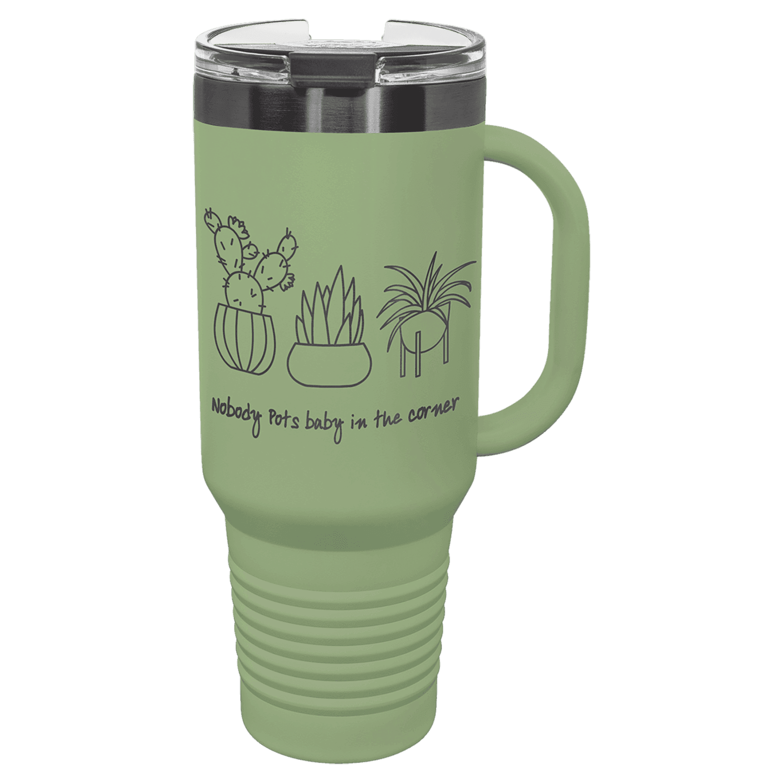 Polar Camel 40 oz. Summer Sage/Ghost Black ION-Plated Travel Mug with Straw