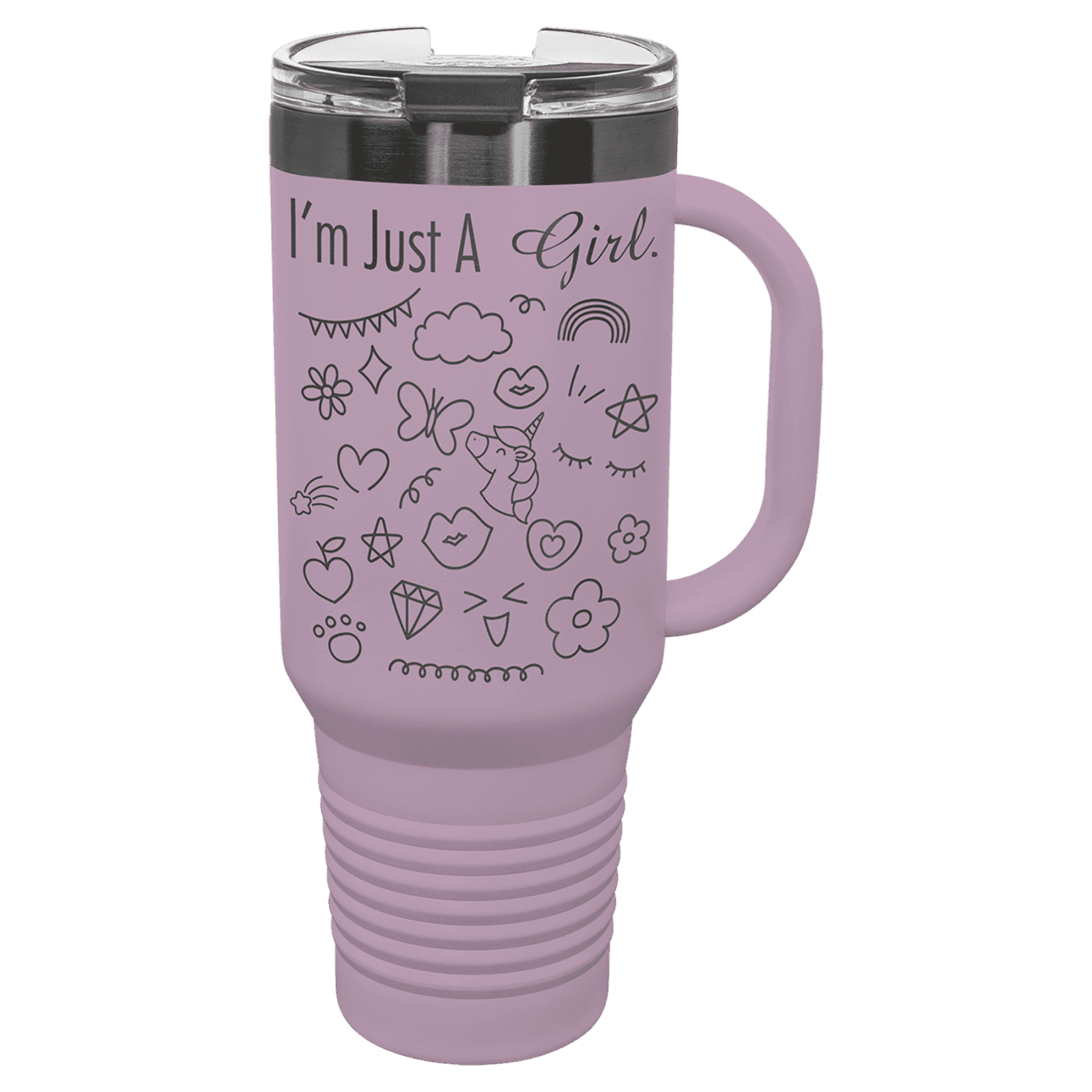 Polar Camel 40 oz. Moody Lilac/Ghost Black ION-Plated Travel Mug with Straw
