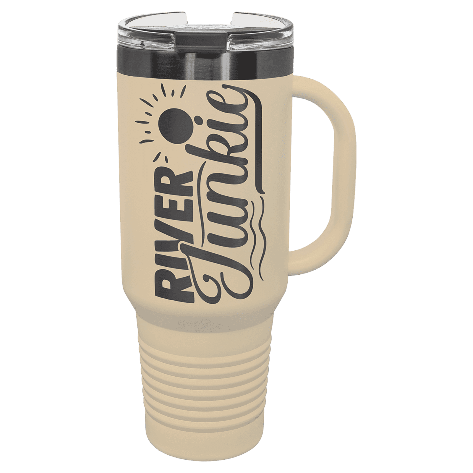 Polar Camel 40 oz. Warm Sand/Ghost Black ION-Plated Travel Mug with Straw