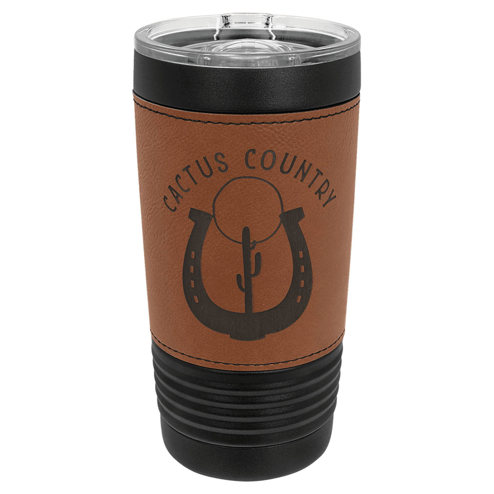 Black with Rawhide Leatherette Wrapped 20 oz. Polar Camel with Slider Lid