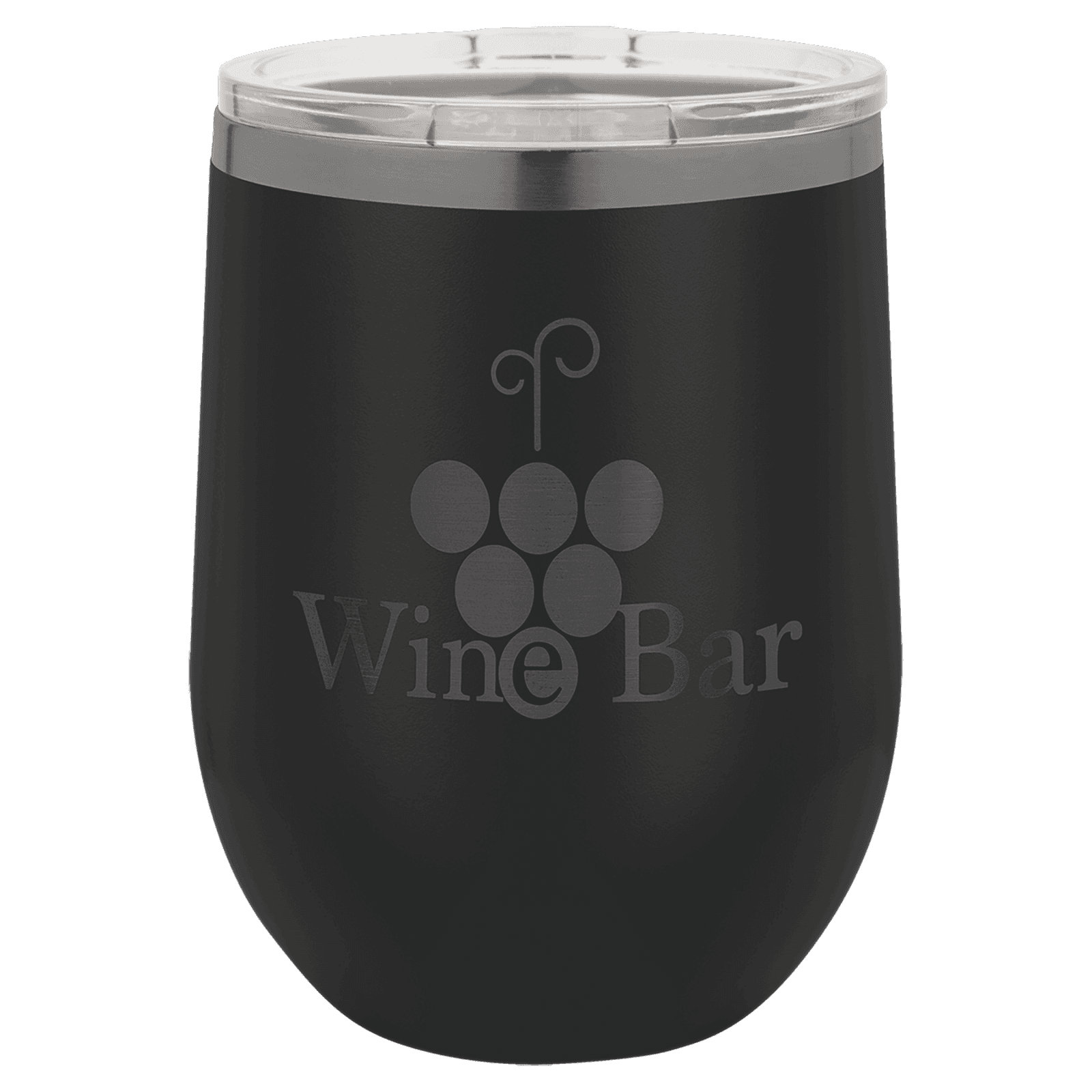 Polar Camel 12 oz. Black/Ghost Black ION-Plated Stemless Wine Tumbler with Lid