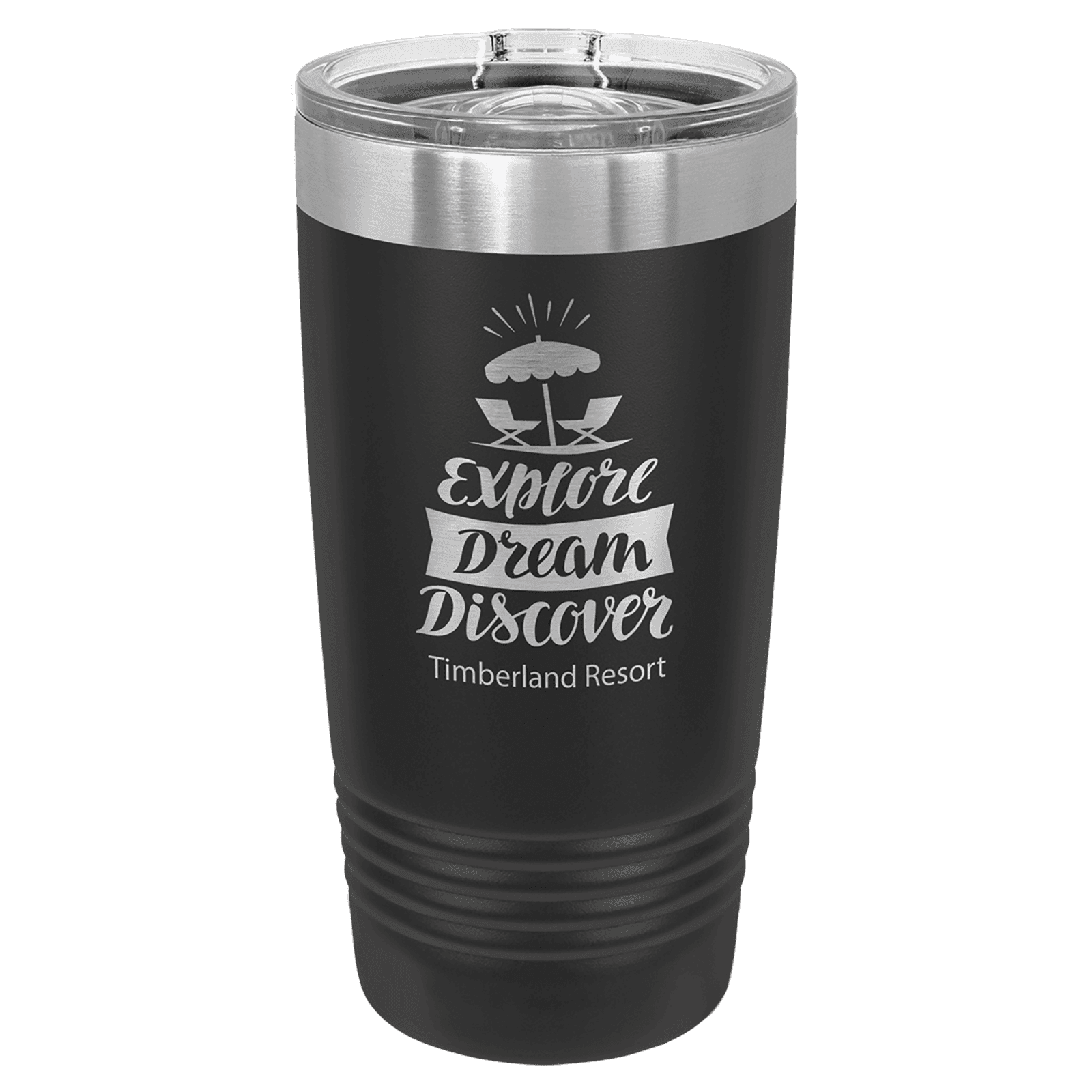 Black with Silver Ring 20 oz. Polar Camel Ringneck Tumbler with Slider Lid