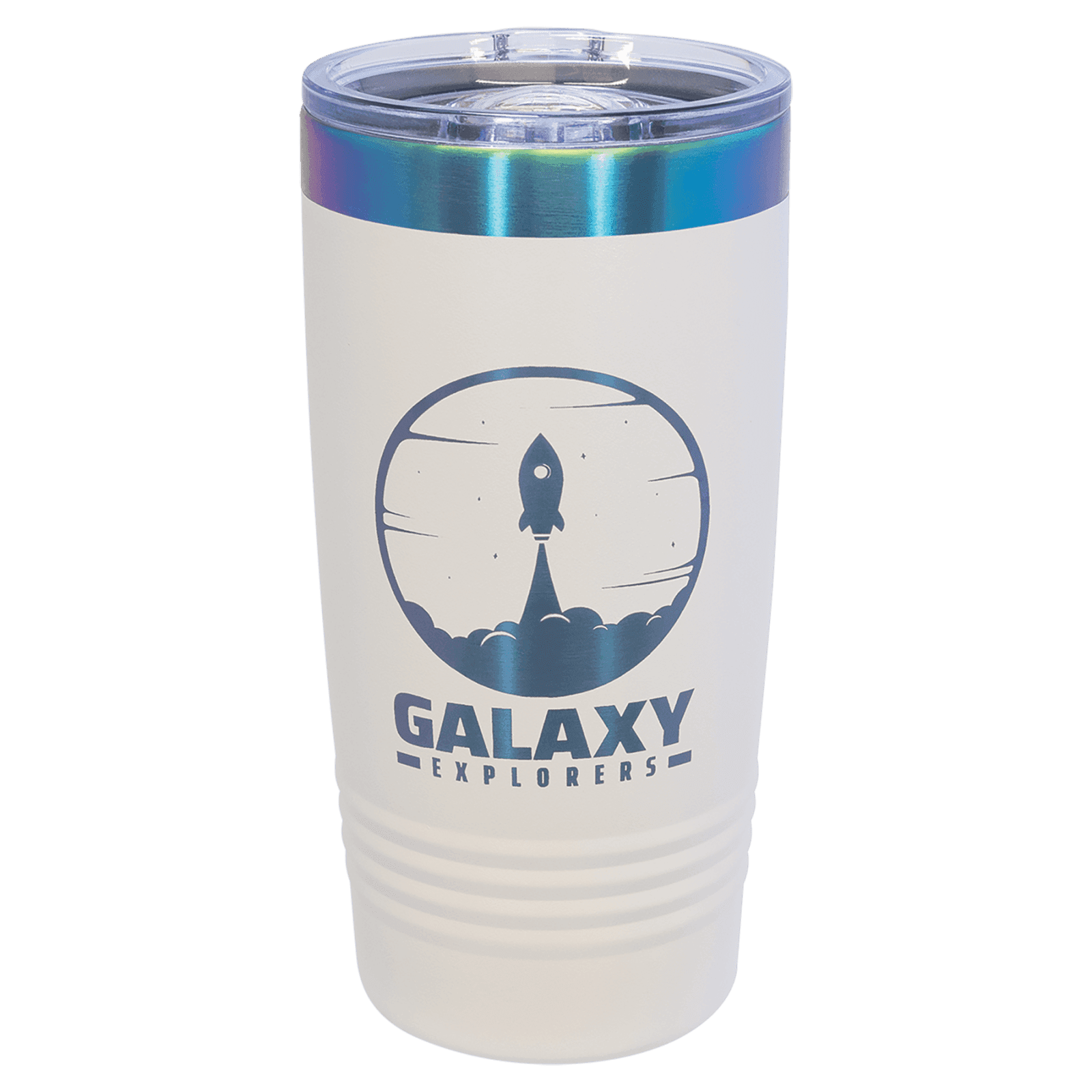 Polar Camel 20 oz. White/Prism ION-Plated Ringneck Tumbler with Slider Lid