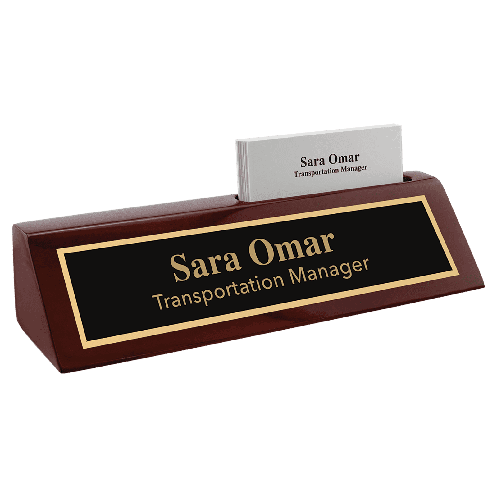Rosewood Piano Finish Desk Wedge with Business Card Holder